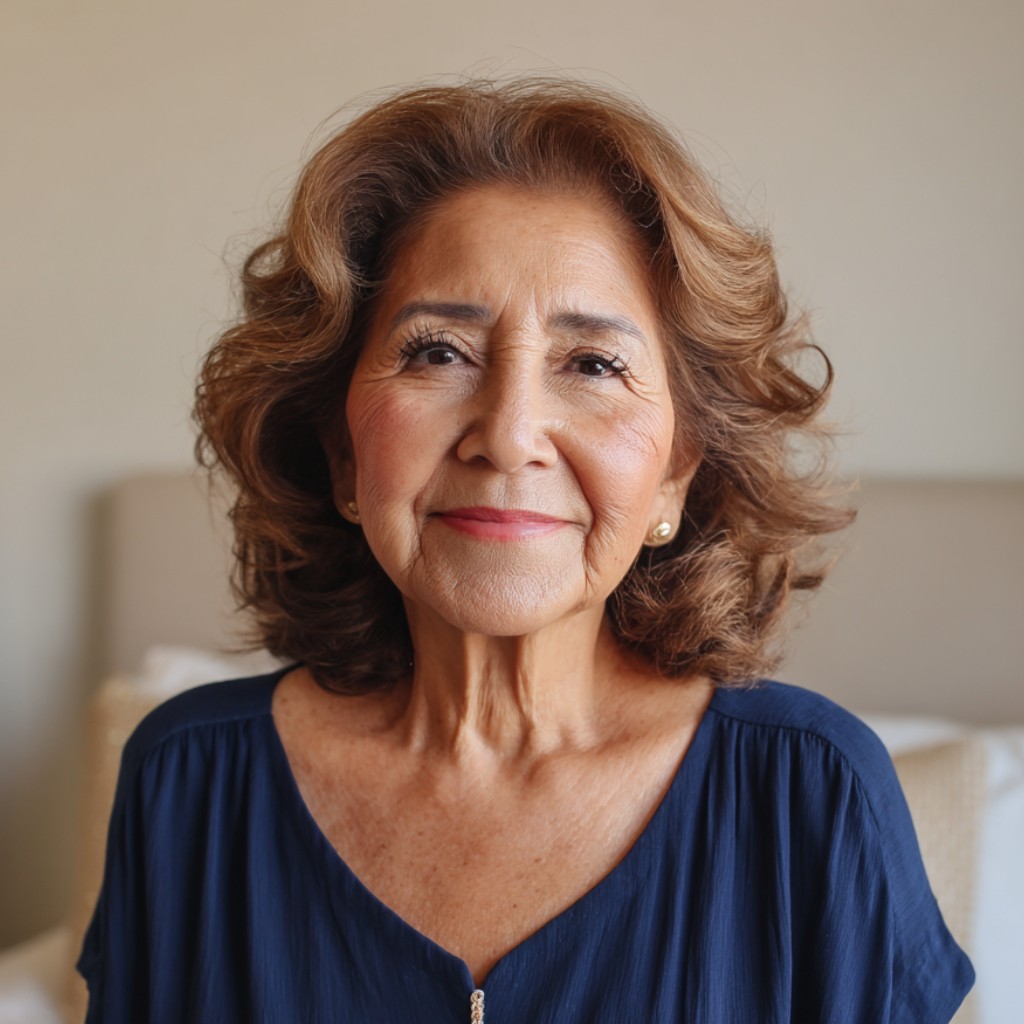 Medium layered haircut for thick hair on a woman over 70 with full dense hair - Layered Shoulder Cut for Heavy Ponytail Hair