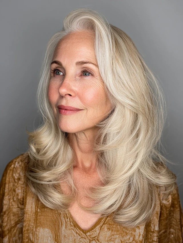 Medium layered haircut for thick hair on a woman over 70 with full dense hair - Thick Wavy Layers With Controlled Volume