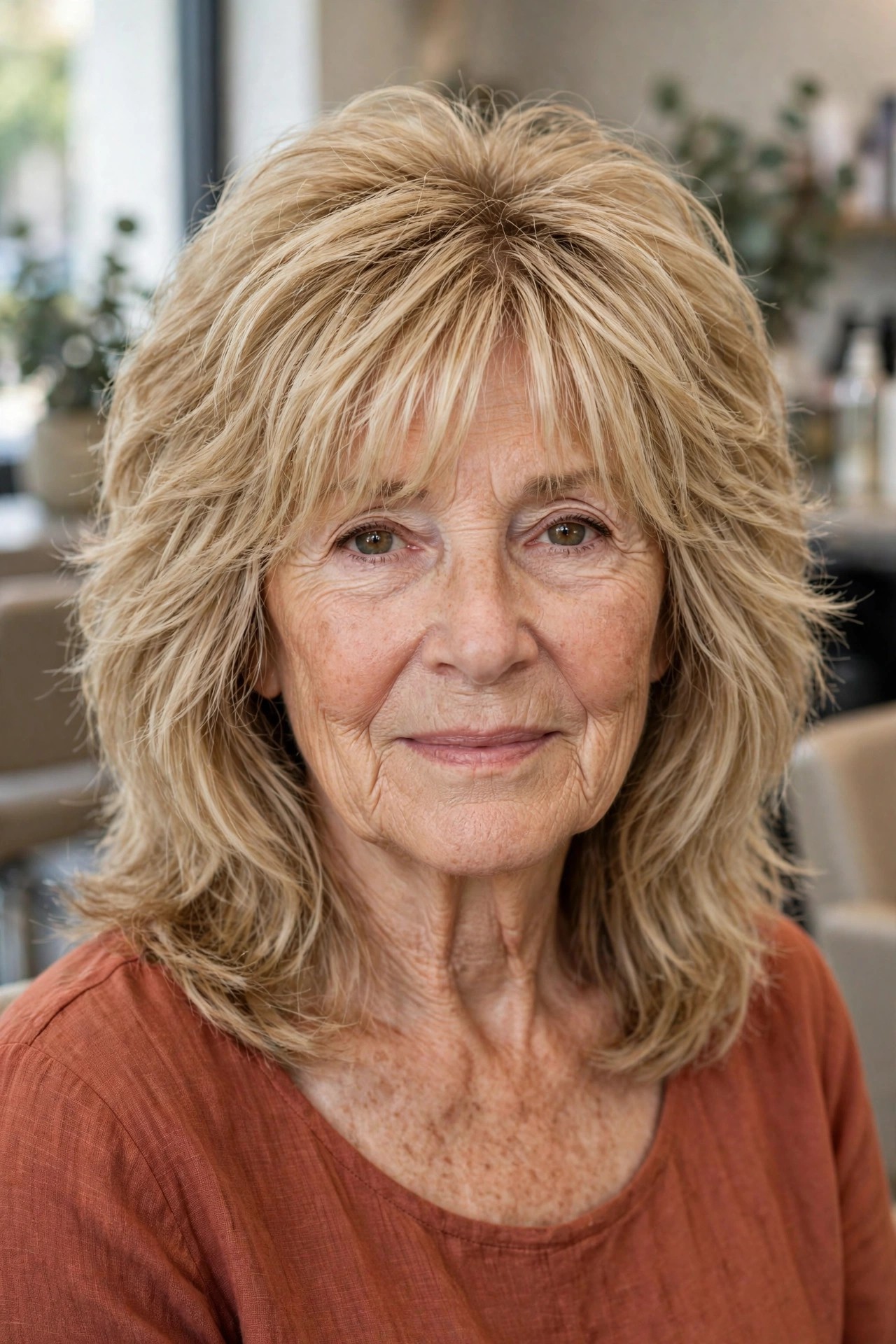 Soft Wolf-Inspired Medium Cut - medium length haircut for thick hair on a woman over 50