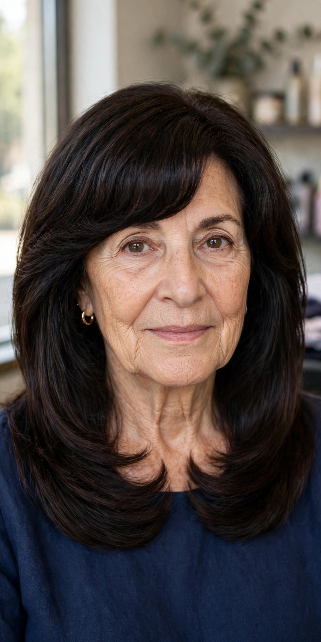 U-Cut with Long Layers for Heavy Hair - medium length haircut for thick hair on a woman over 50