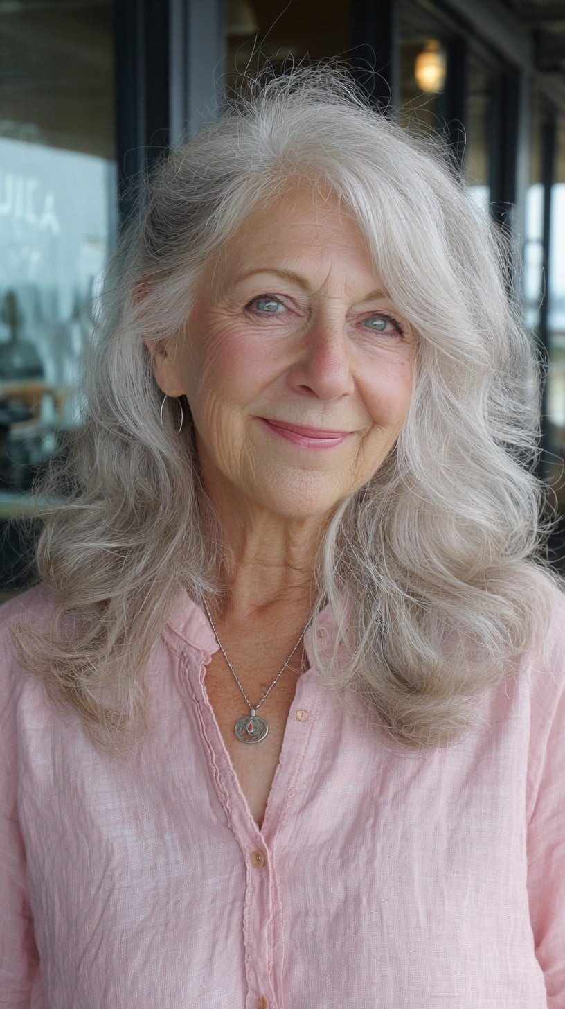 Medium length hairstyle on a woman over 70 with graceful layers - Graceful Cut With Long Layers and Shine