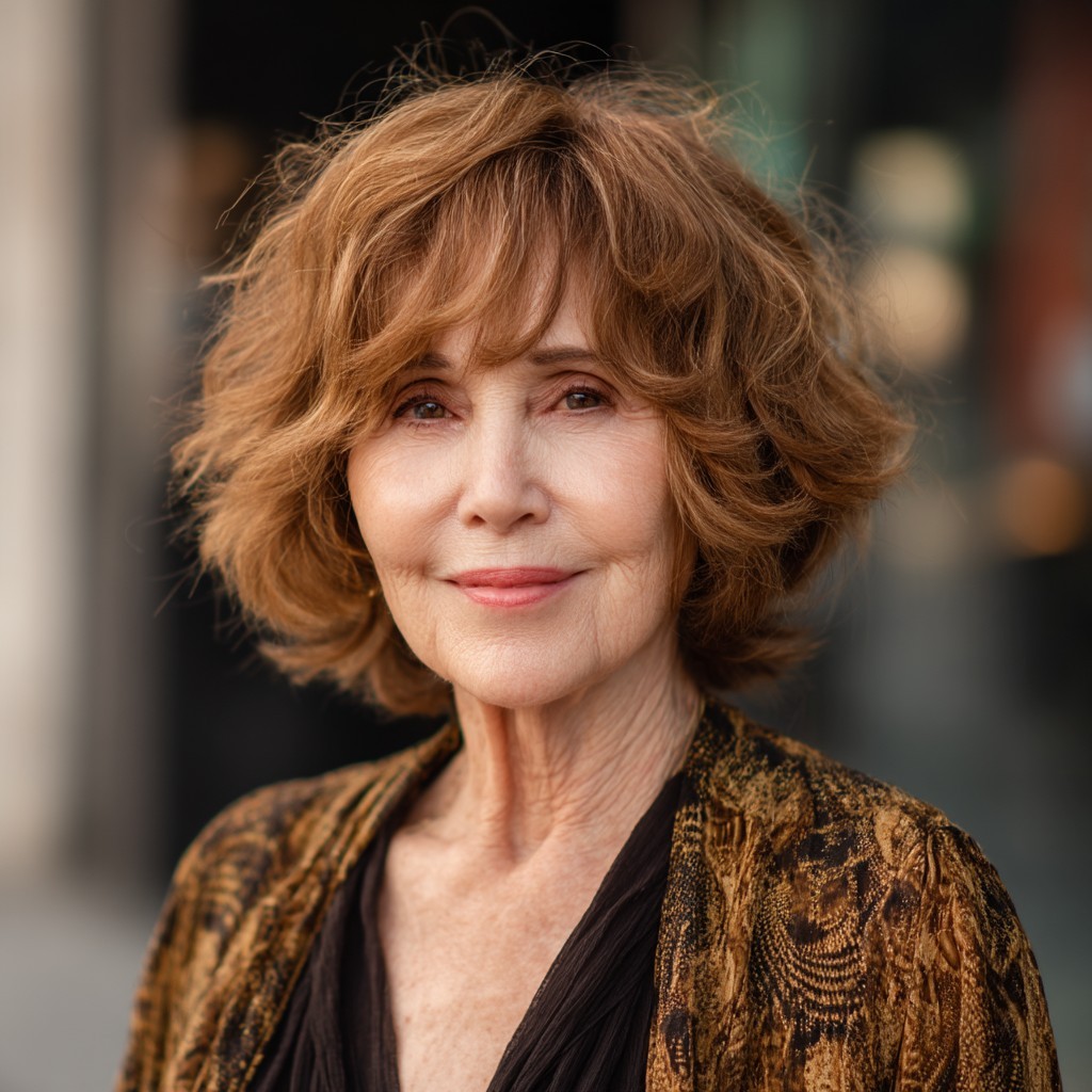 Medium length hairstyle on a woman over 70 with graceful layers - Soft Blonde-Balanced Medium Cut With Warmth
