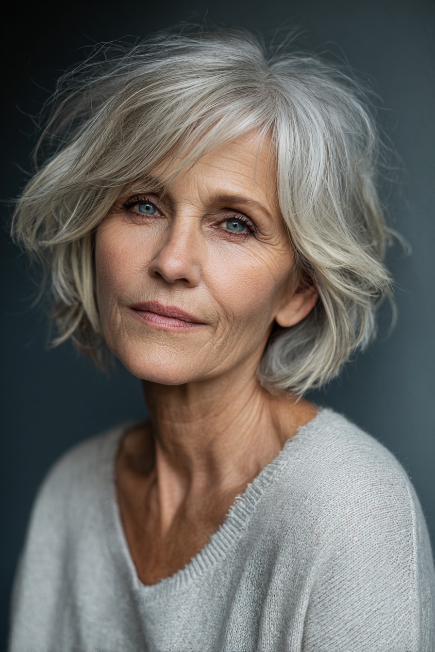 Medium length hairstyle on a woman over 70 with graceful layers - Soft Wavy Medium Cut With Natural Movement