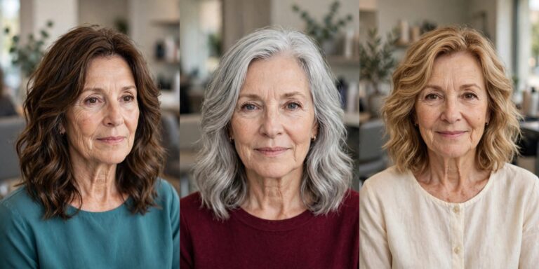 Medium Wavy Haircuts for Women Over 50 With Natural Waves