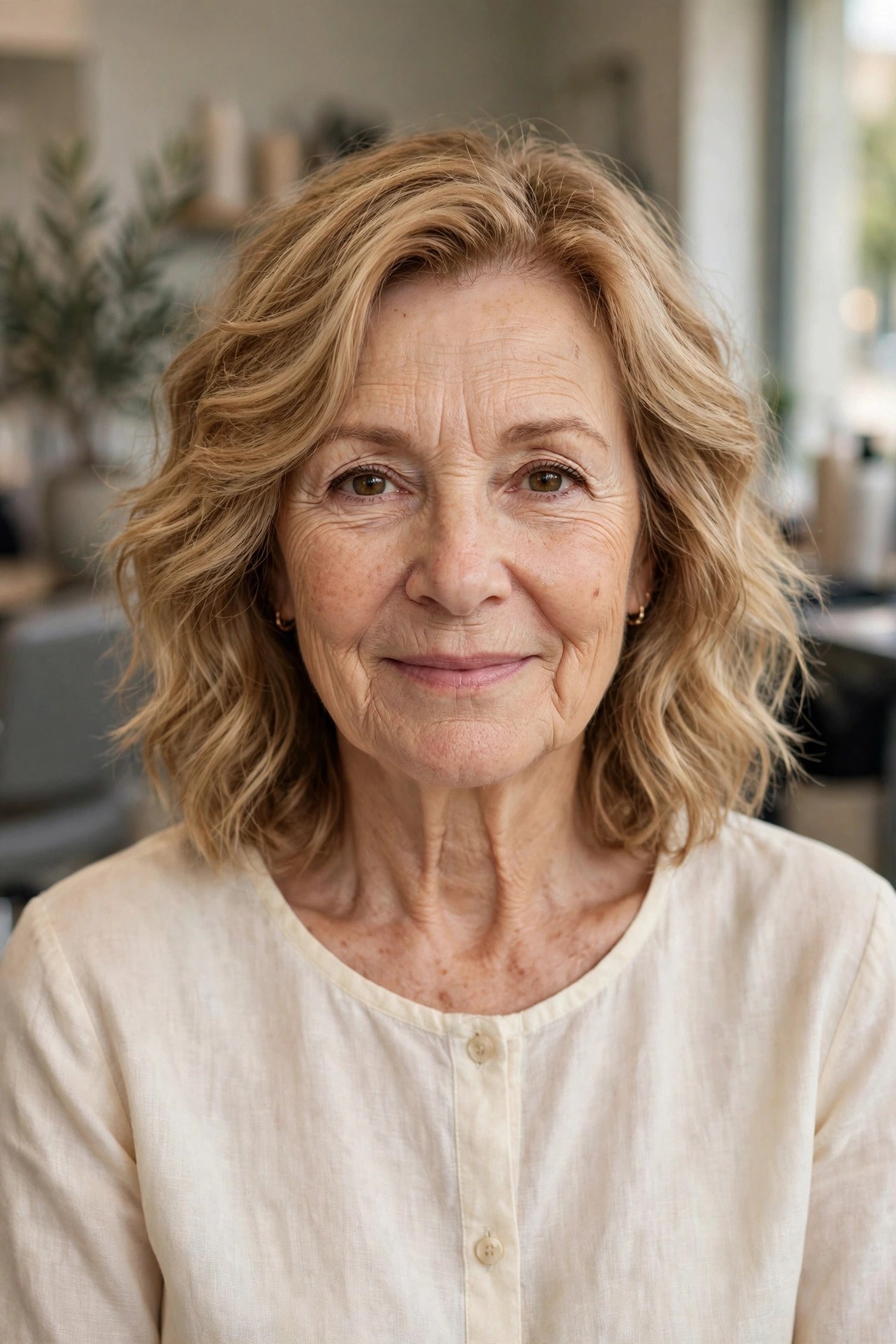 Wavy Lob With Long Layers - medium wavy haircut on a woman over 50