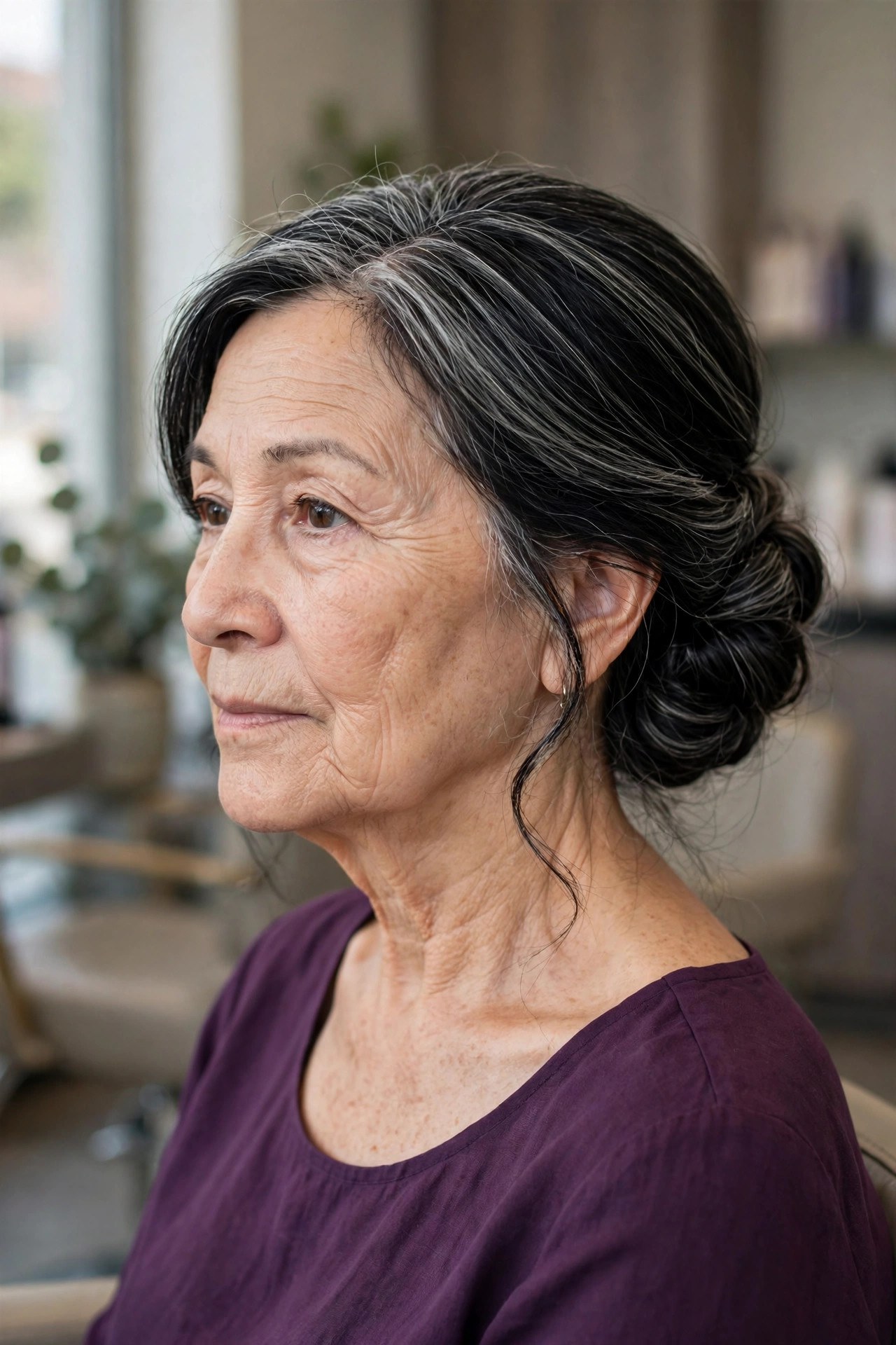 Side Chignon on a woman over 50