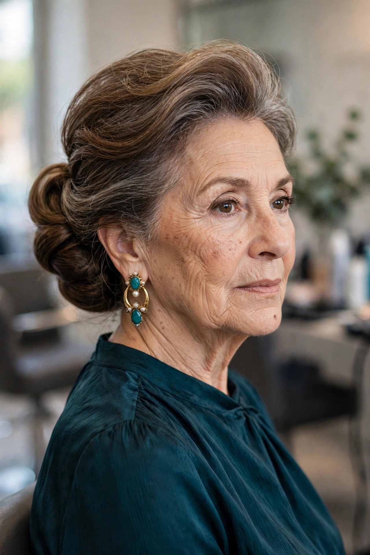 Elegant Evening Low Chignon on a woman over 50