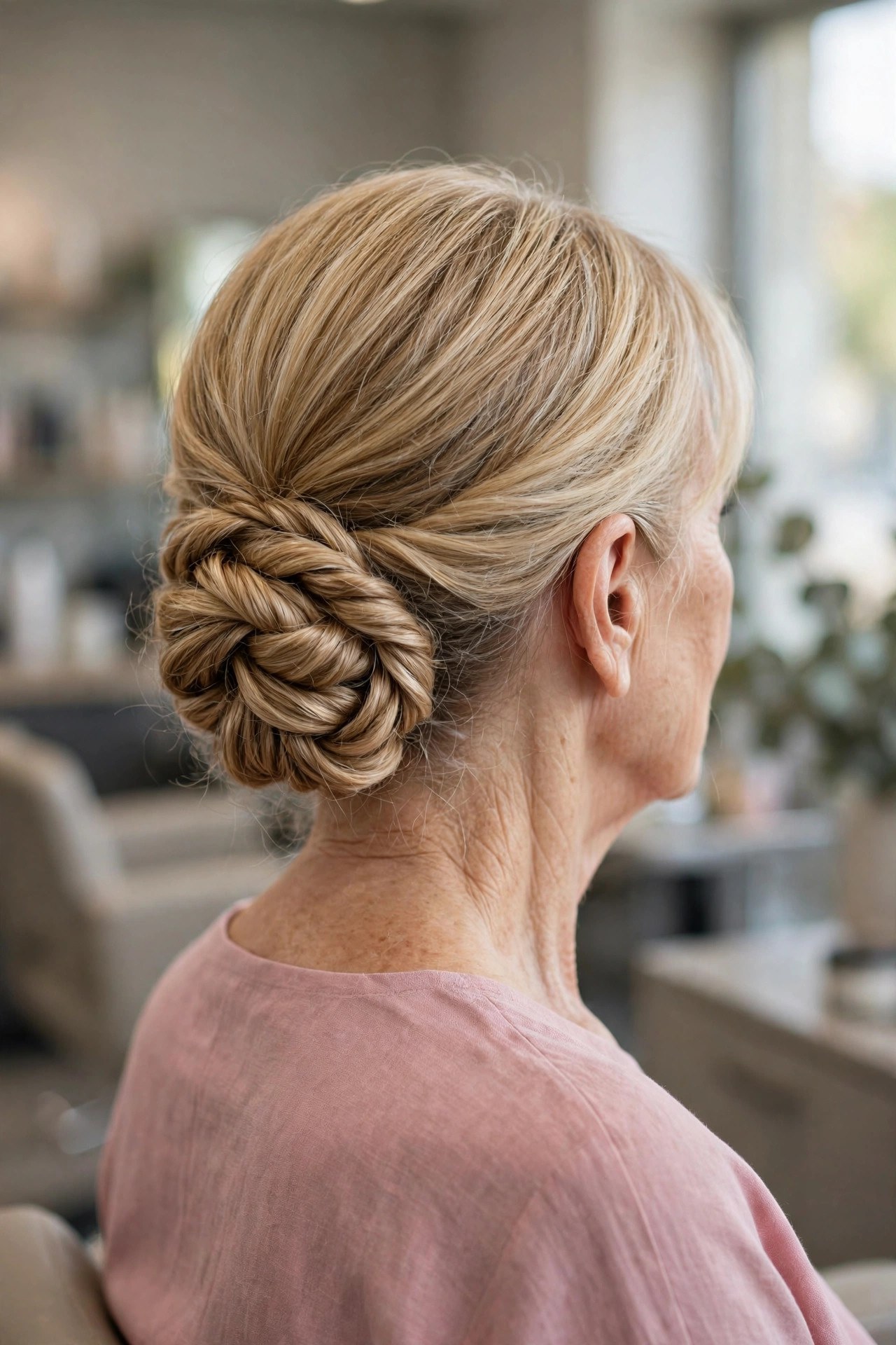 Twisted Low Chignon on a woman over 50
