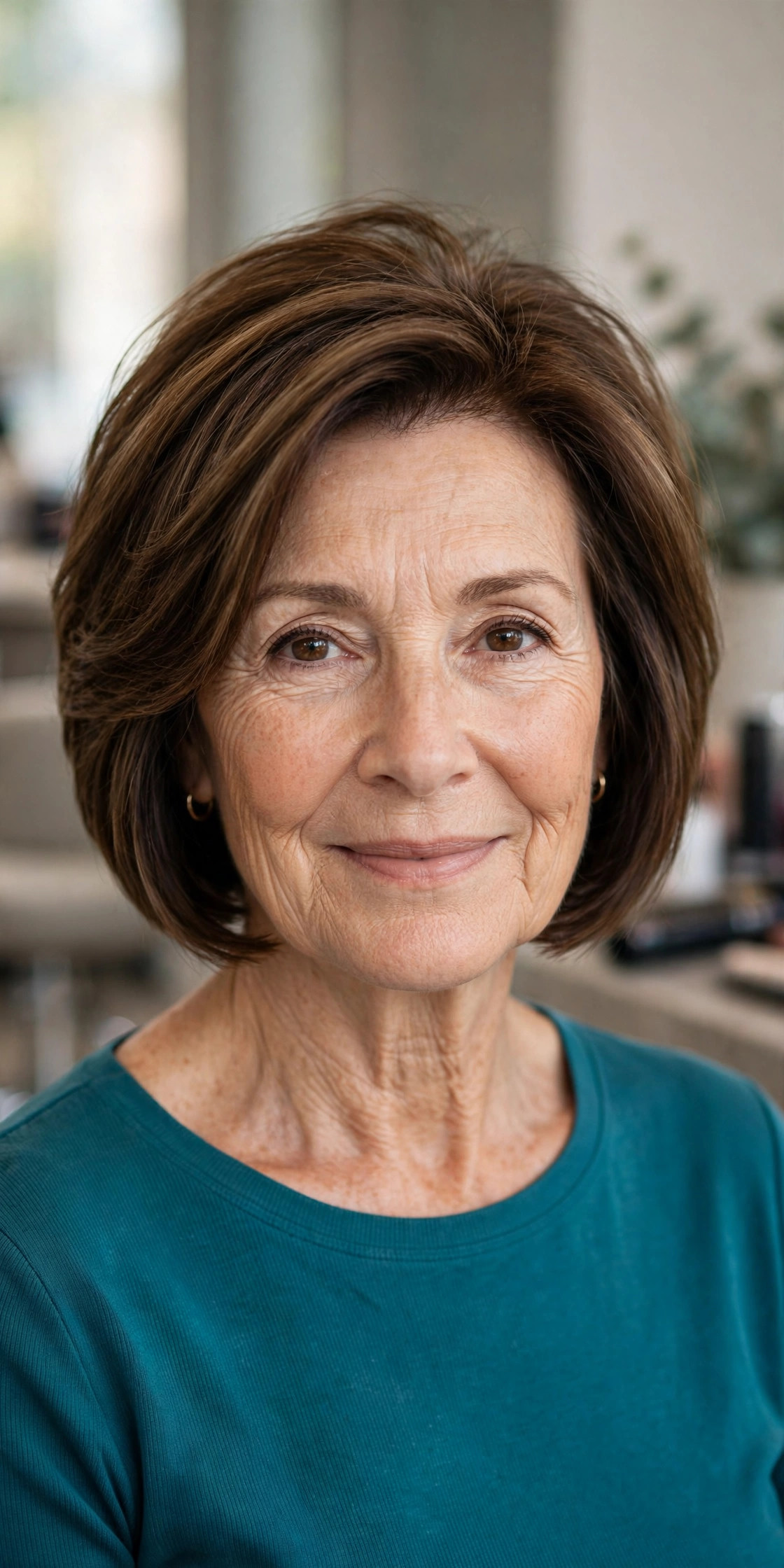 Graduated bob with soft stack on a woman over 50