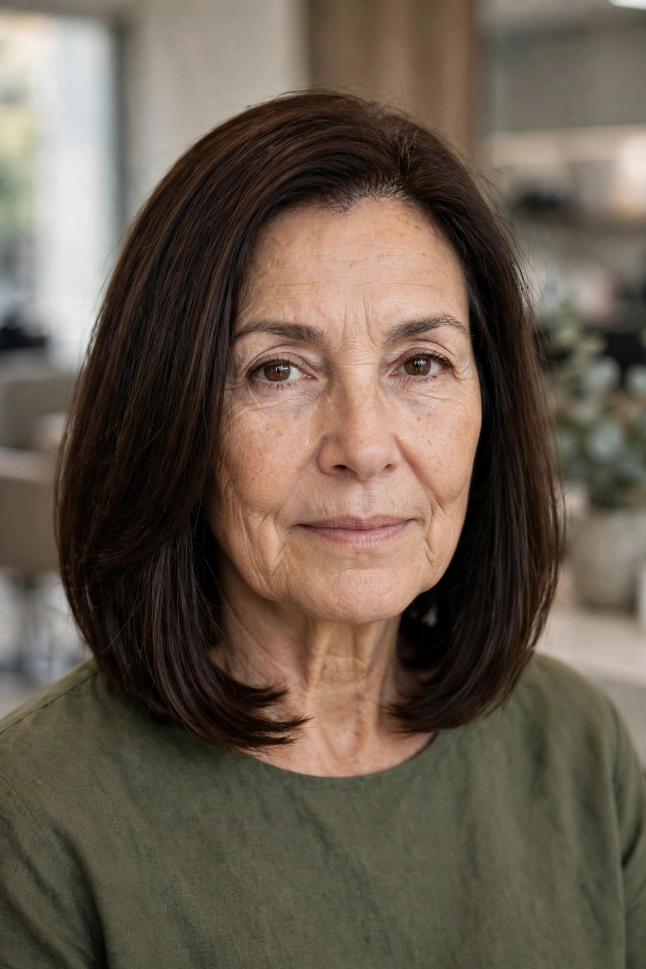 Collarbone cut with invisible layers on a woman over 50