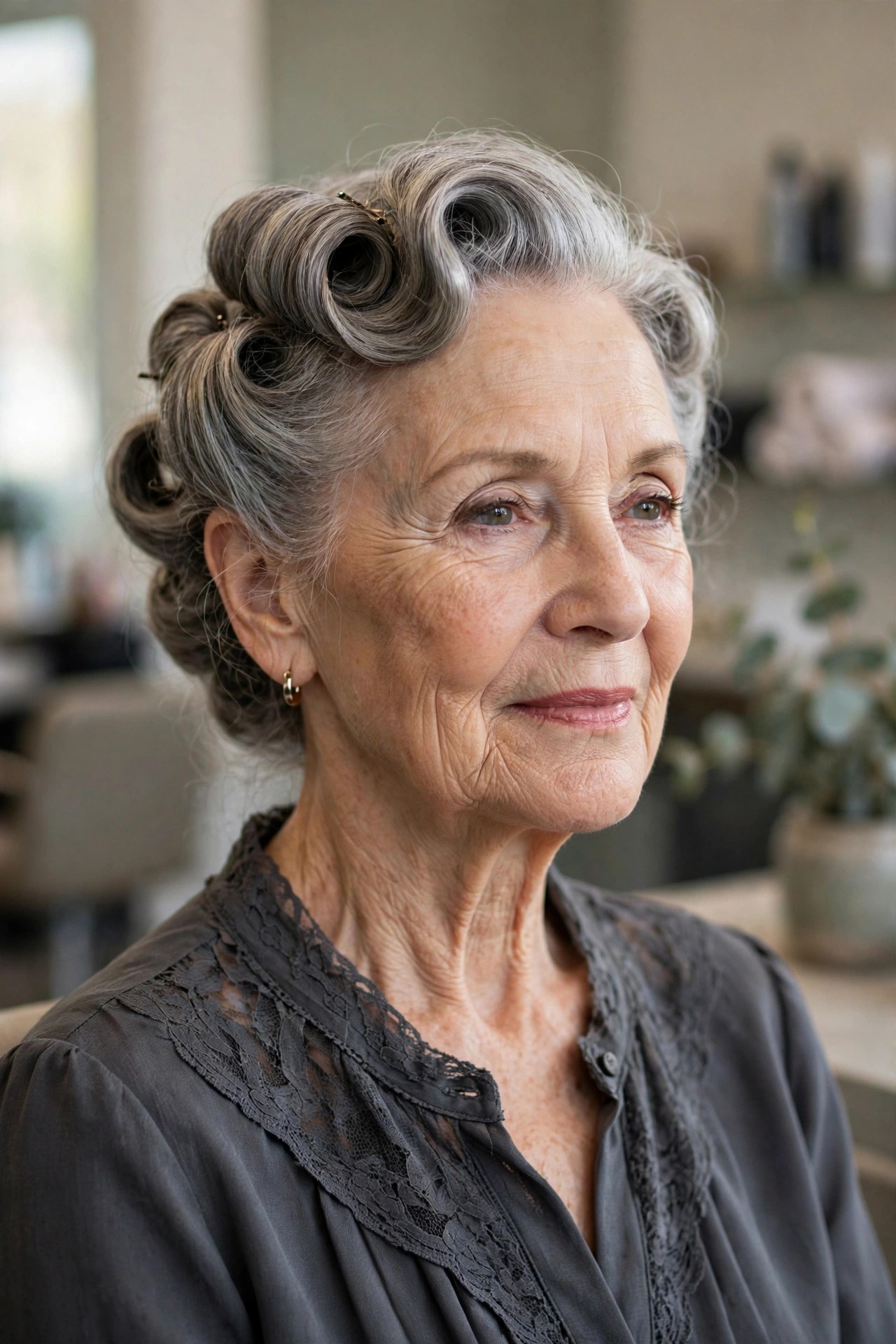 Vintage-Inspired Rolled Updo - mother of the bride hairstyle for a woman over 60