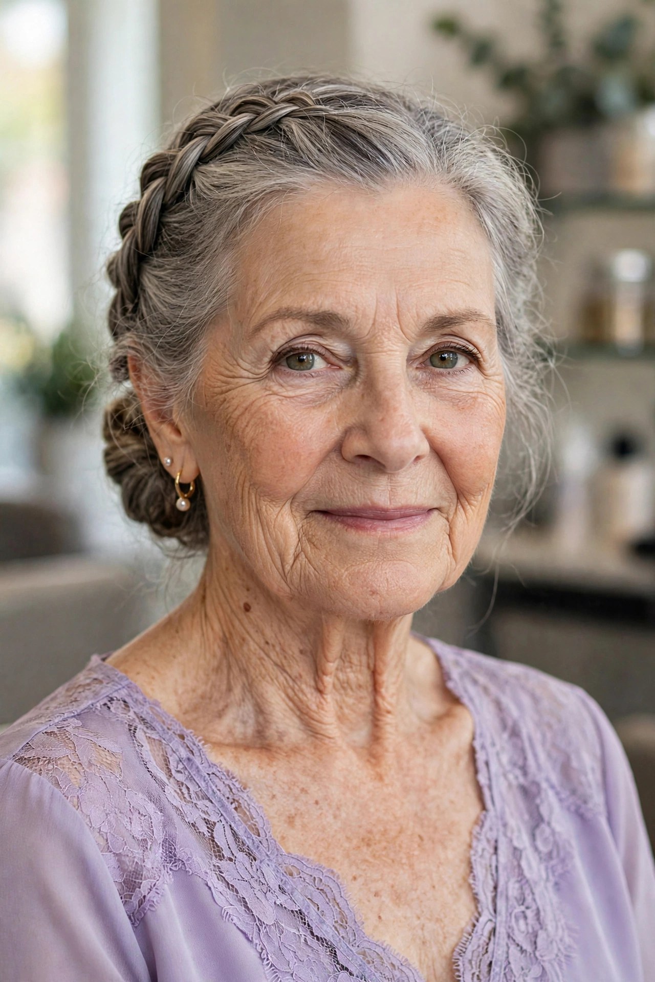 French Braid into a Low Bun - mother of the bride hairstyle for a woman over 60