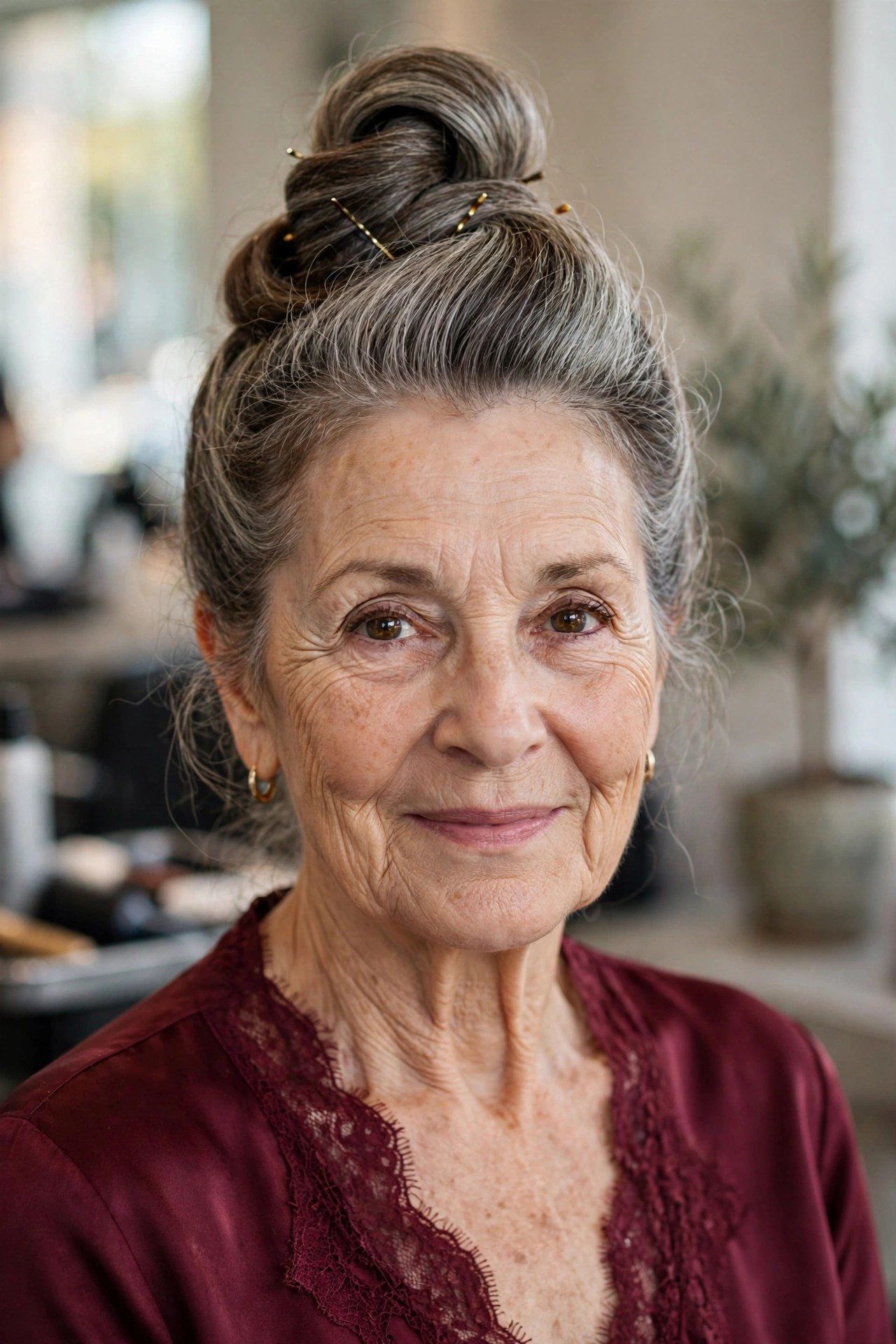 Sculpted Twisted Updo - mother of the bride hairstyle for a woman over 60