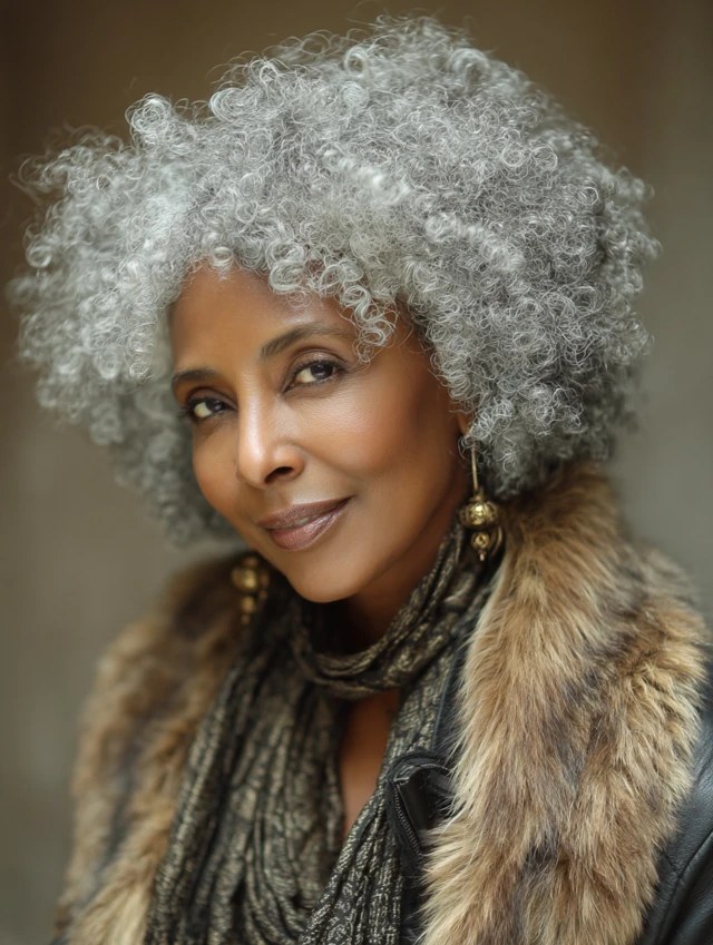 The Silver Cloud Bob — natural hairstyle on a Black woman over 70