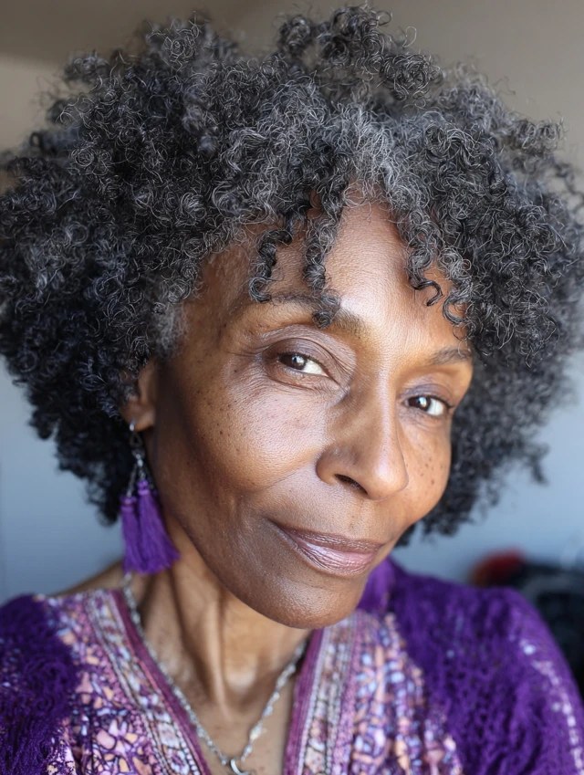The Salt-and-Pepper Wash-and-Go — natural hairstyle on a Black woman over 70