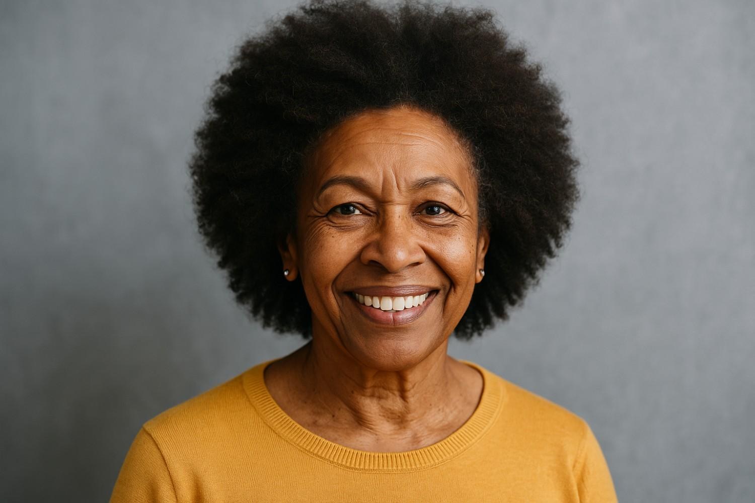 The Classic Rounded Black Afro — natural hairstyle on a Black woman over 70