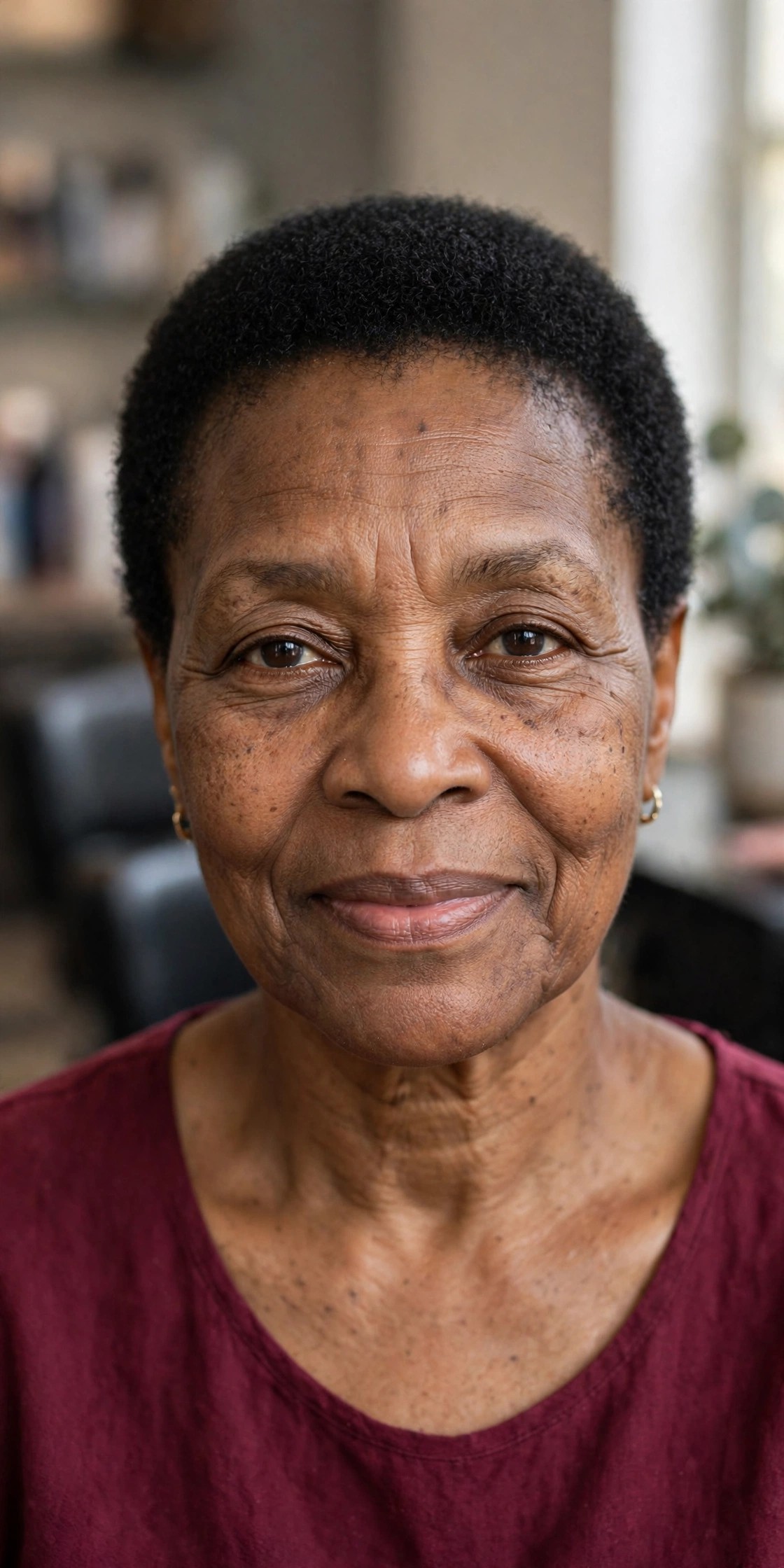 Classic TWA (Teeny Weeny Afro) - natural hairstyle on a Black woman over 50