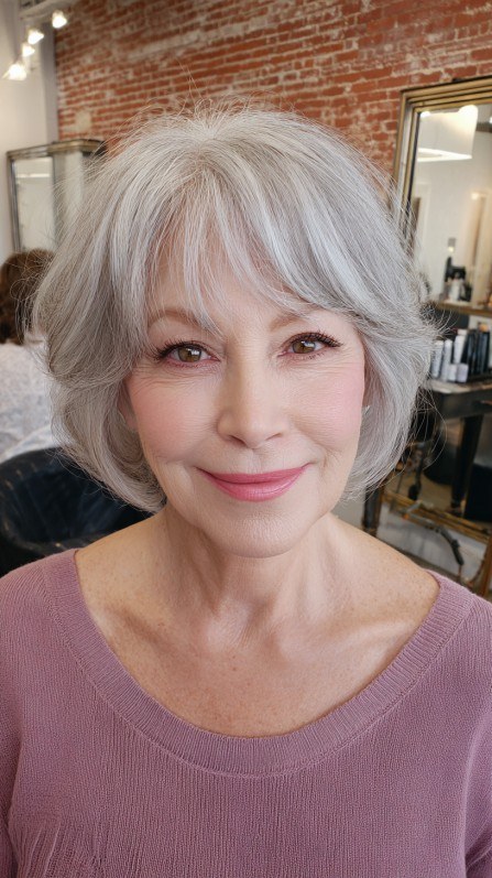 Woman over 70 with textured crop that looks fine on day three — easy-care hairstyle for women over 70