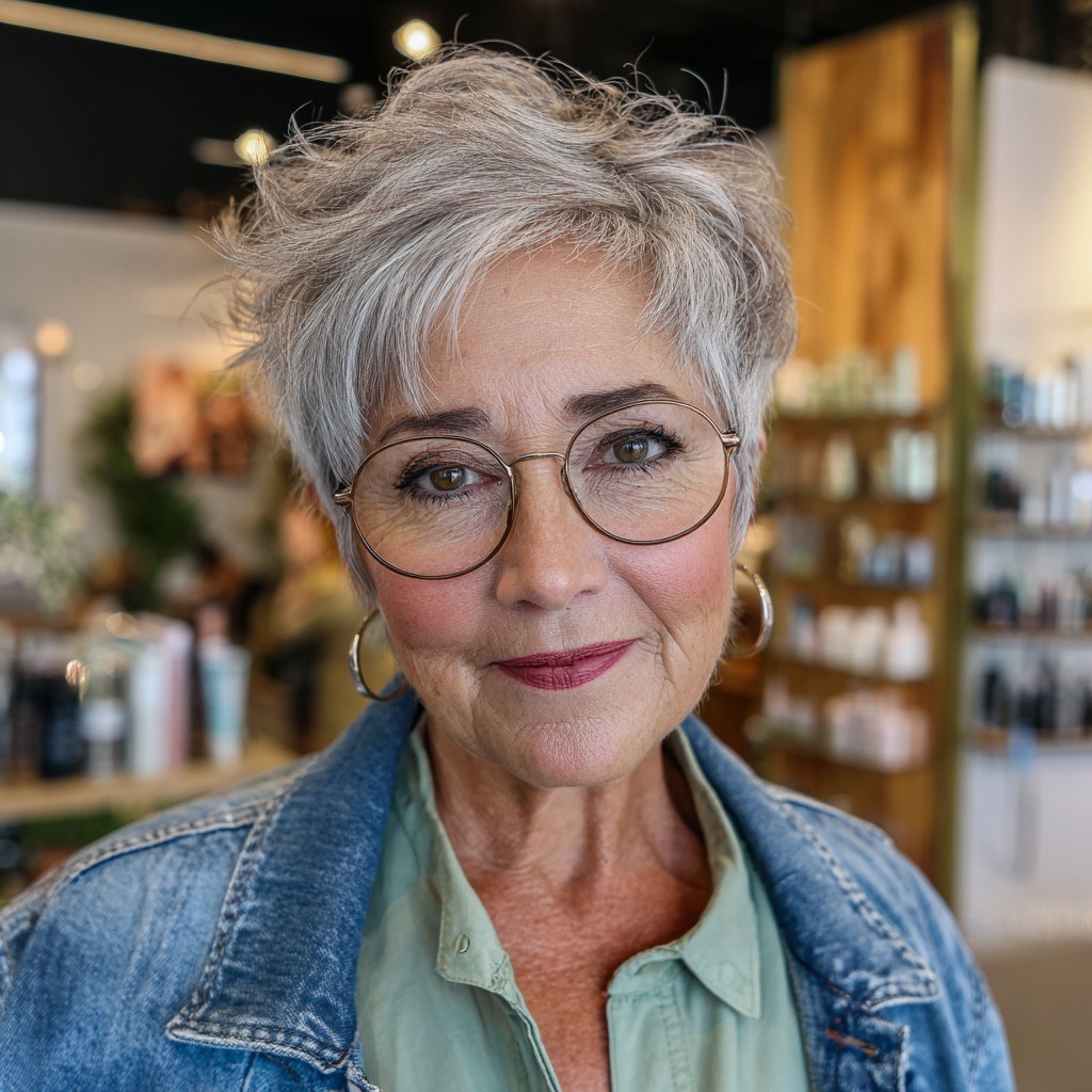 Woman over 70 with gentle pixie-bob that never looks overdone — easy-care hairstyle for women over 70