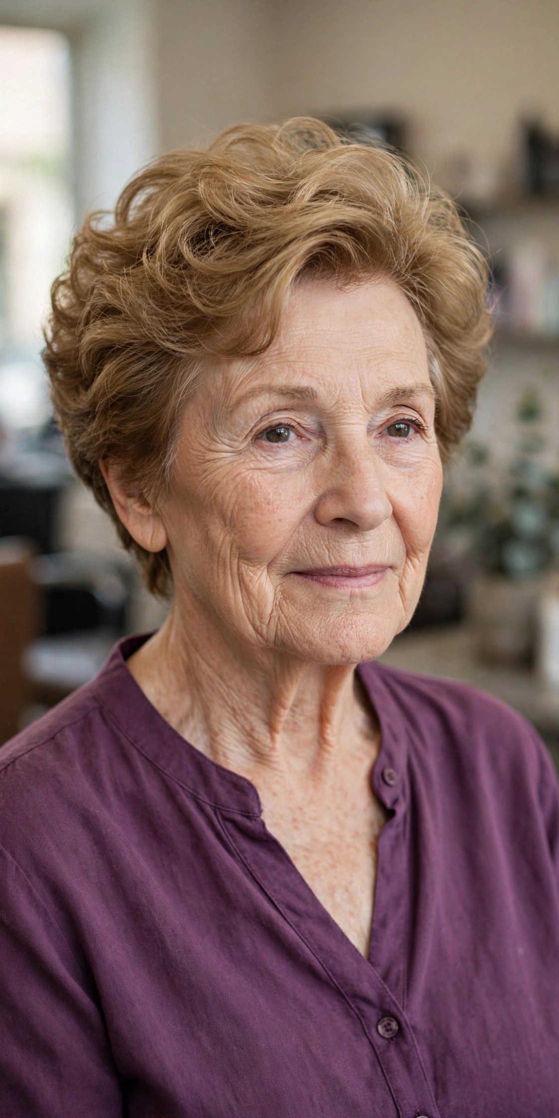 Root-lift perm for fine hair on a woman over 60 with light golden brown hair