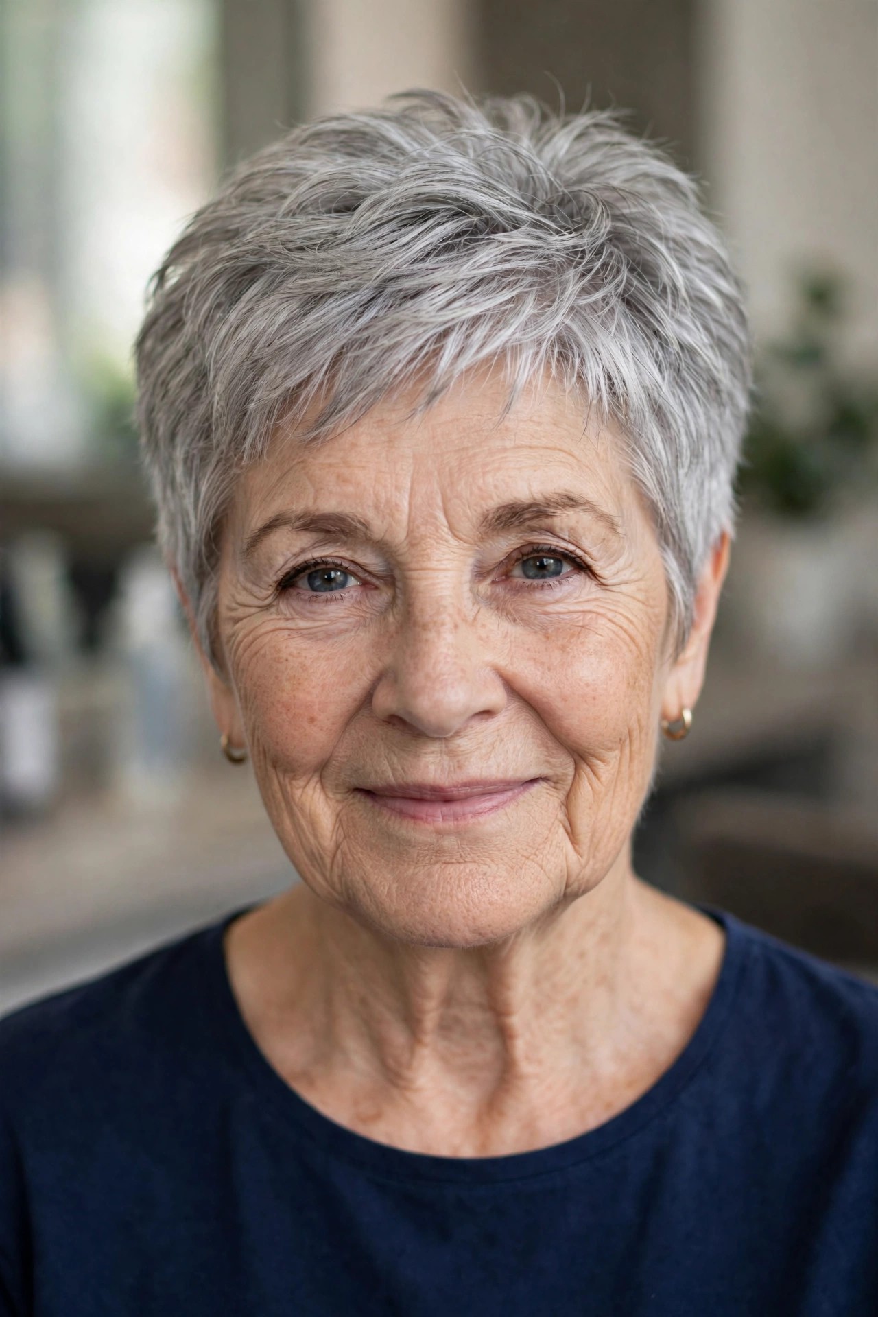 Classic Textured Silver Pixie - woman over 50