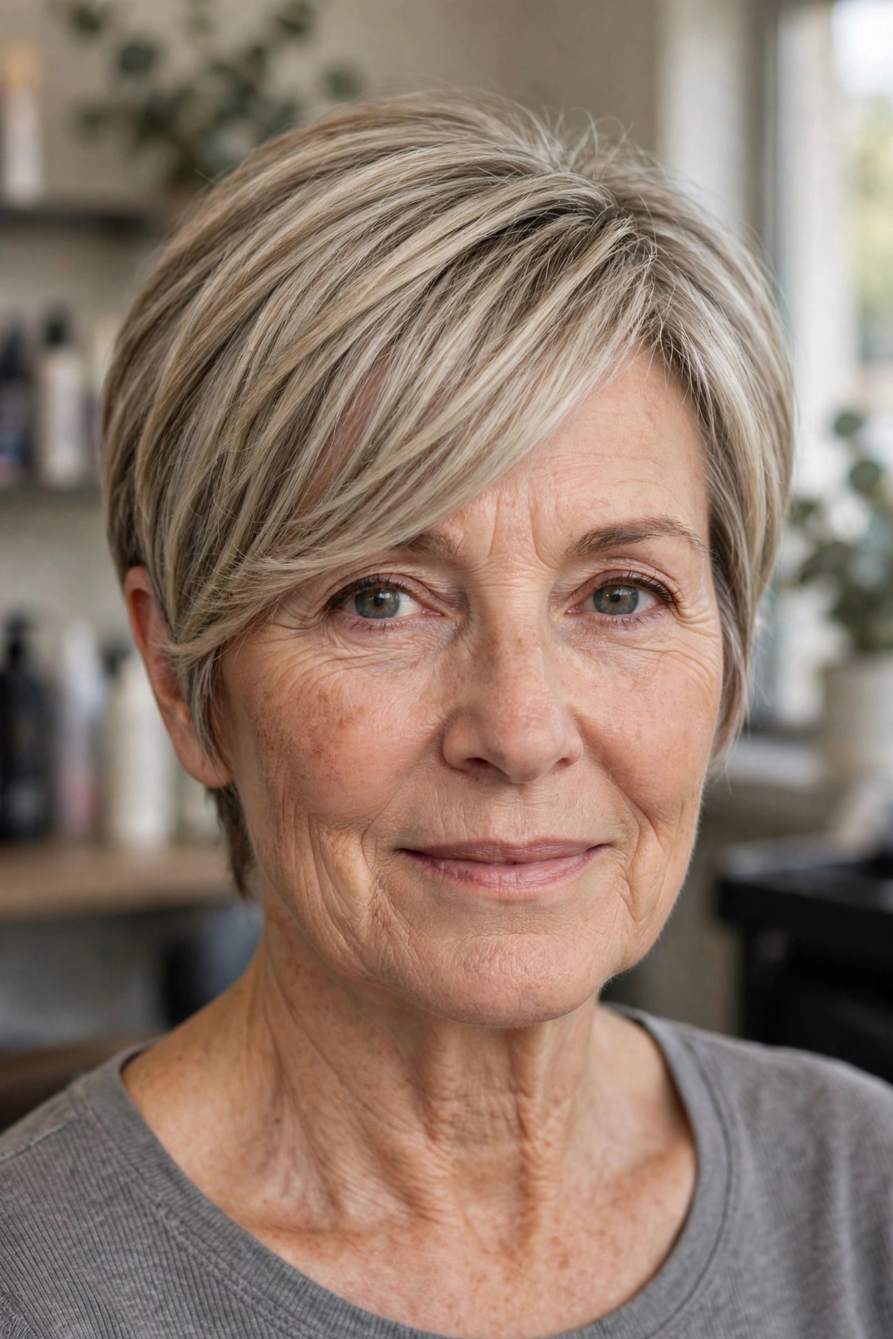 Pixie with a Long Front and Tucked Sides - woman over 50