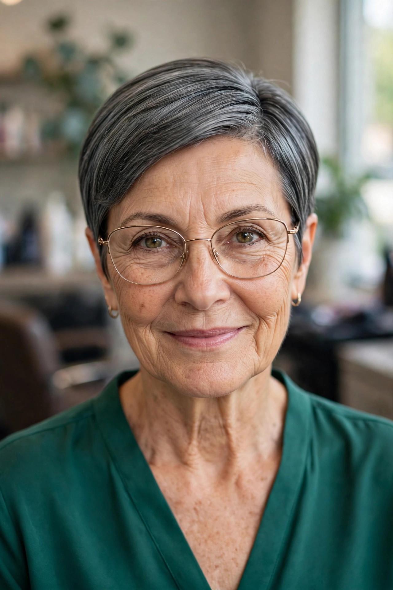 Sleek Polished Pixie for Glasses - woman over 50