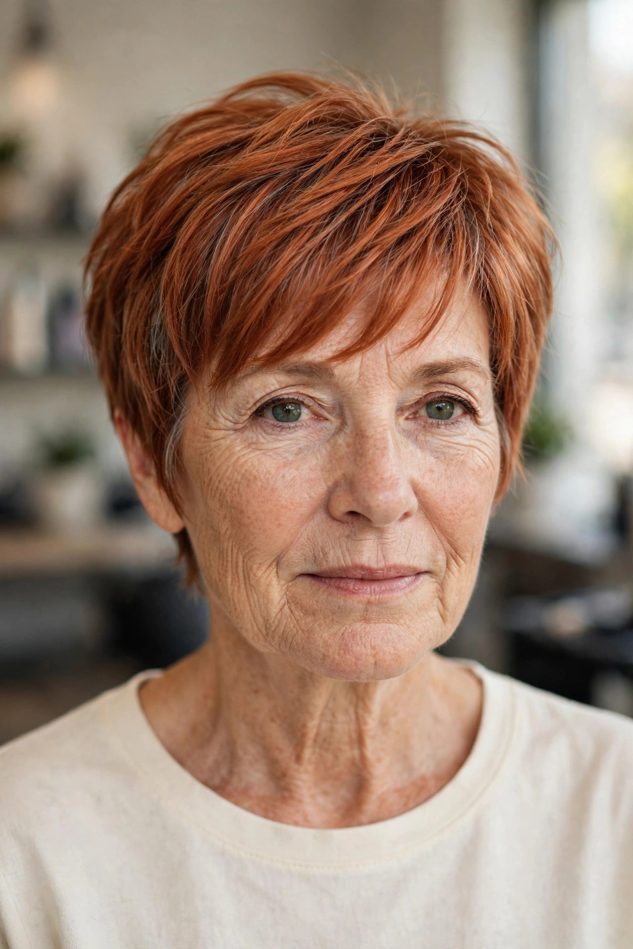 Copper Feathered Pixie - woman over 50