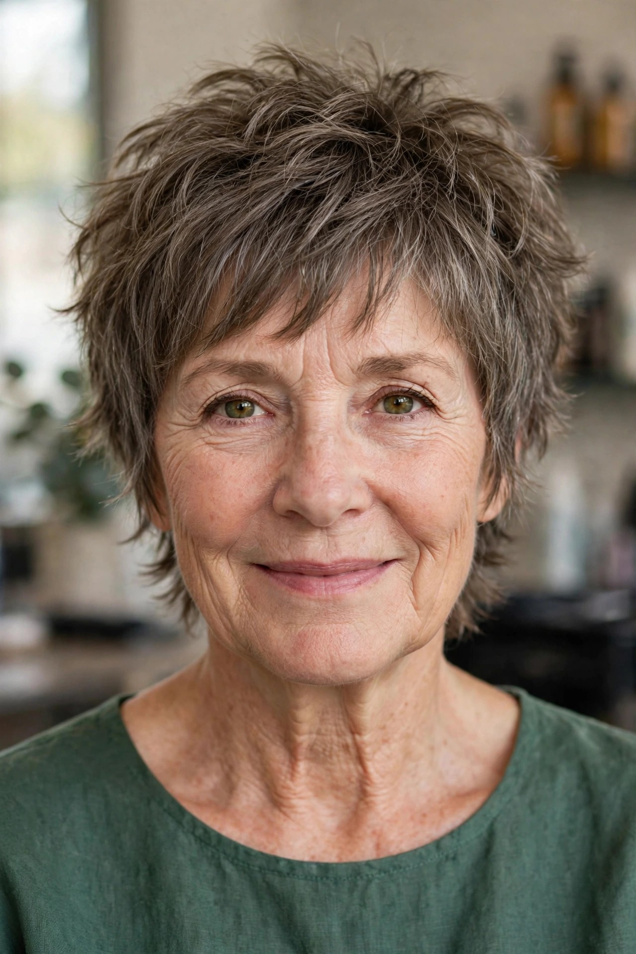 Pixie Shag with a Choppy Crown - woman over 50
