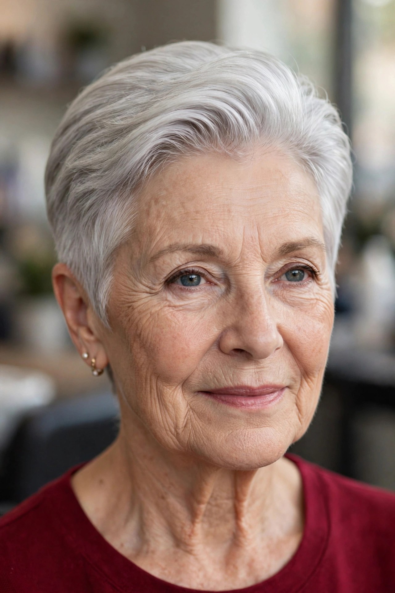 Swept-Back Pixie for an Evening Polish on a woman over 60 - elegant pixie haircut
