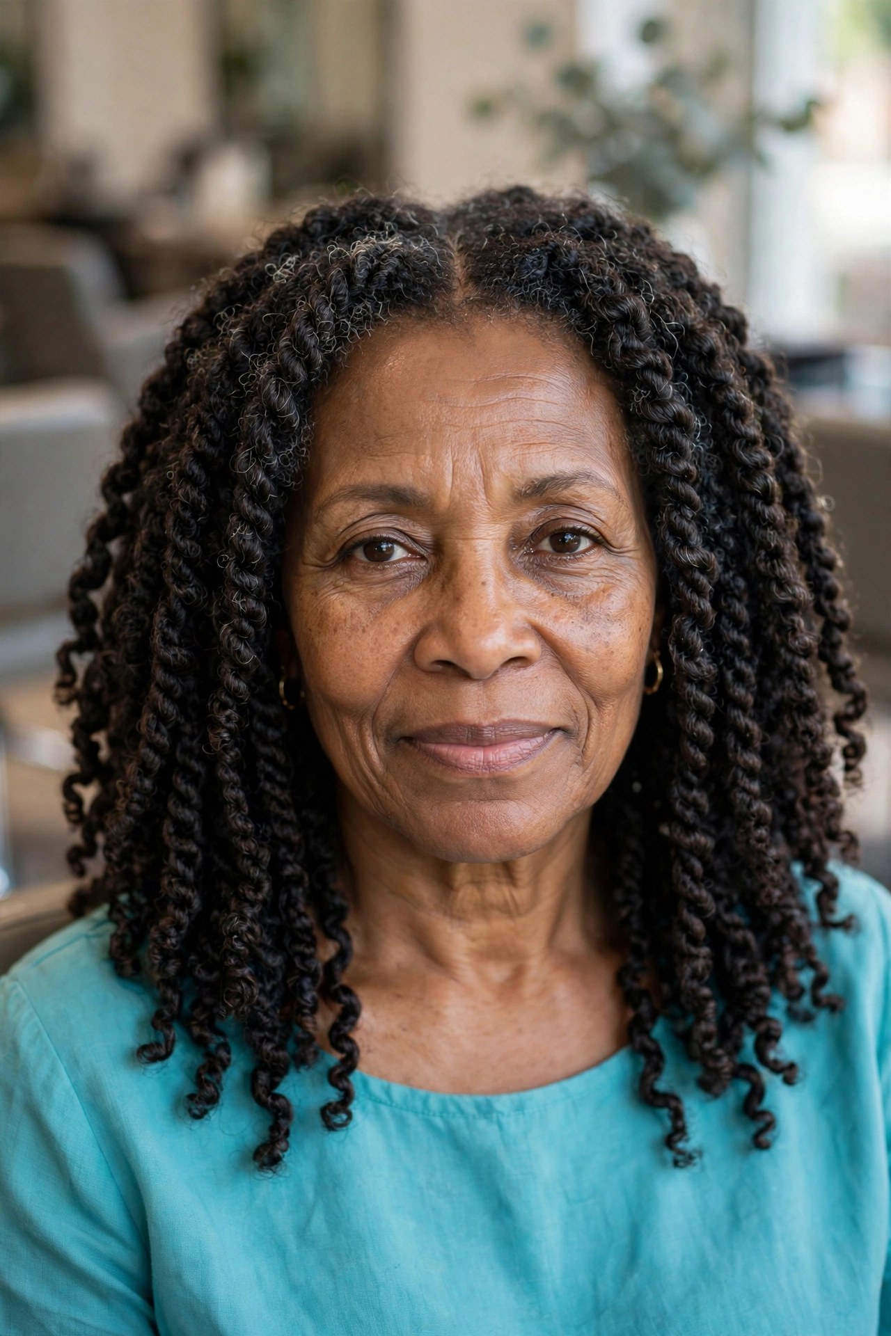 Crochet Twists on a Black woman over 50 - protective hairstyles for Black women over 50