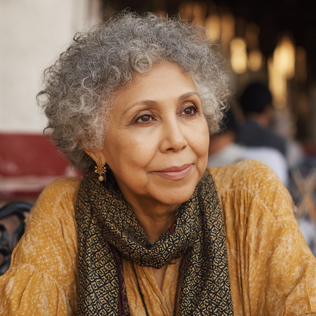 Rounded Silver Coils With a Soft Halo Shape — round face hairstyle on a woman over 70