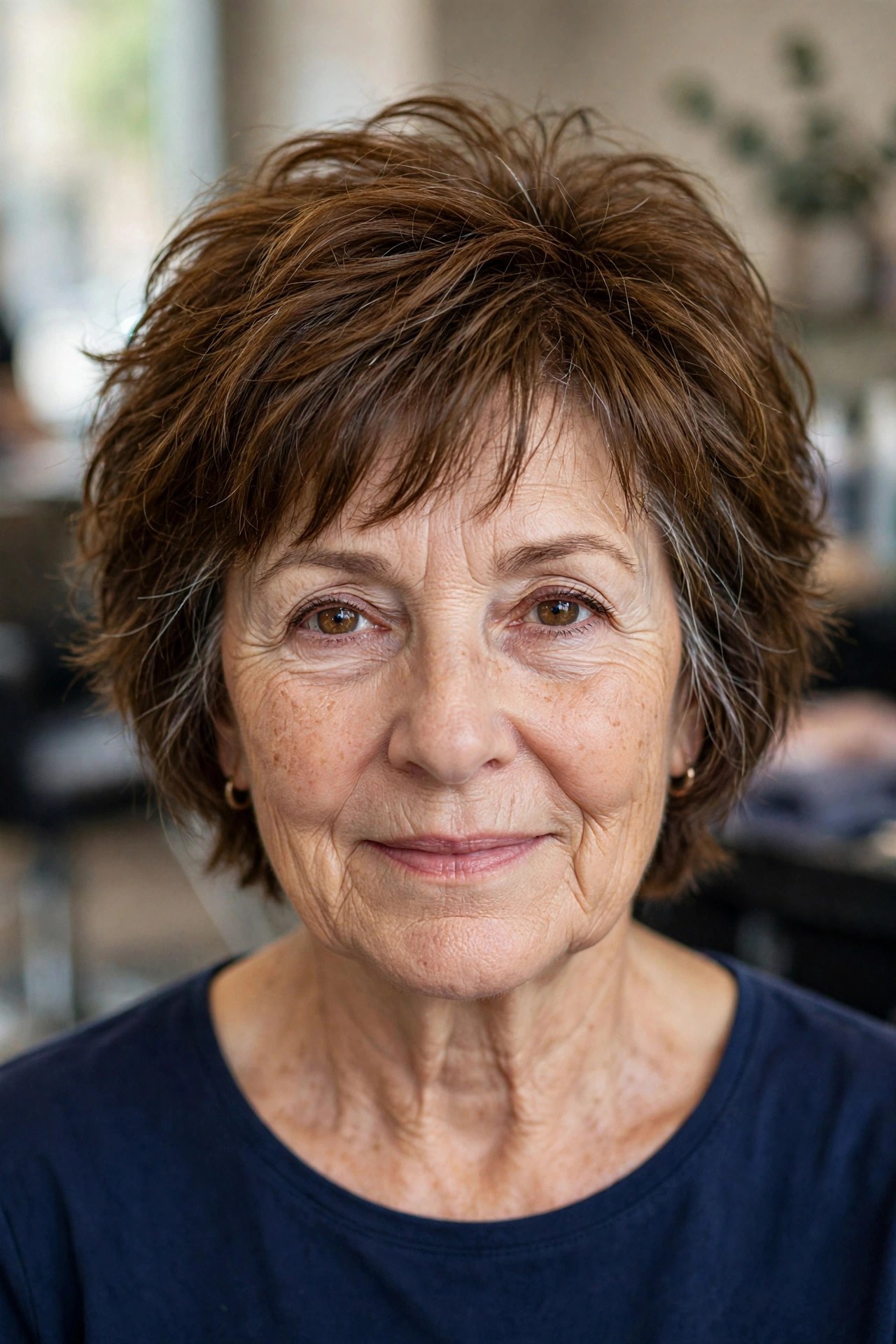 Classic Short Shag on a woman over 50 - shag haircut for women over 50