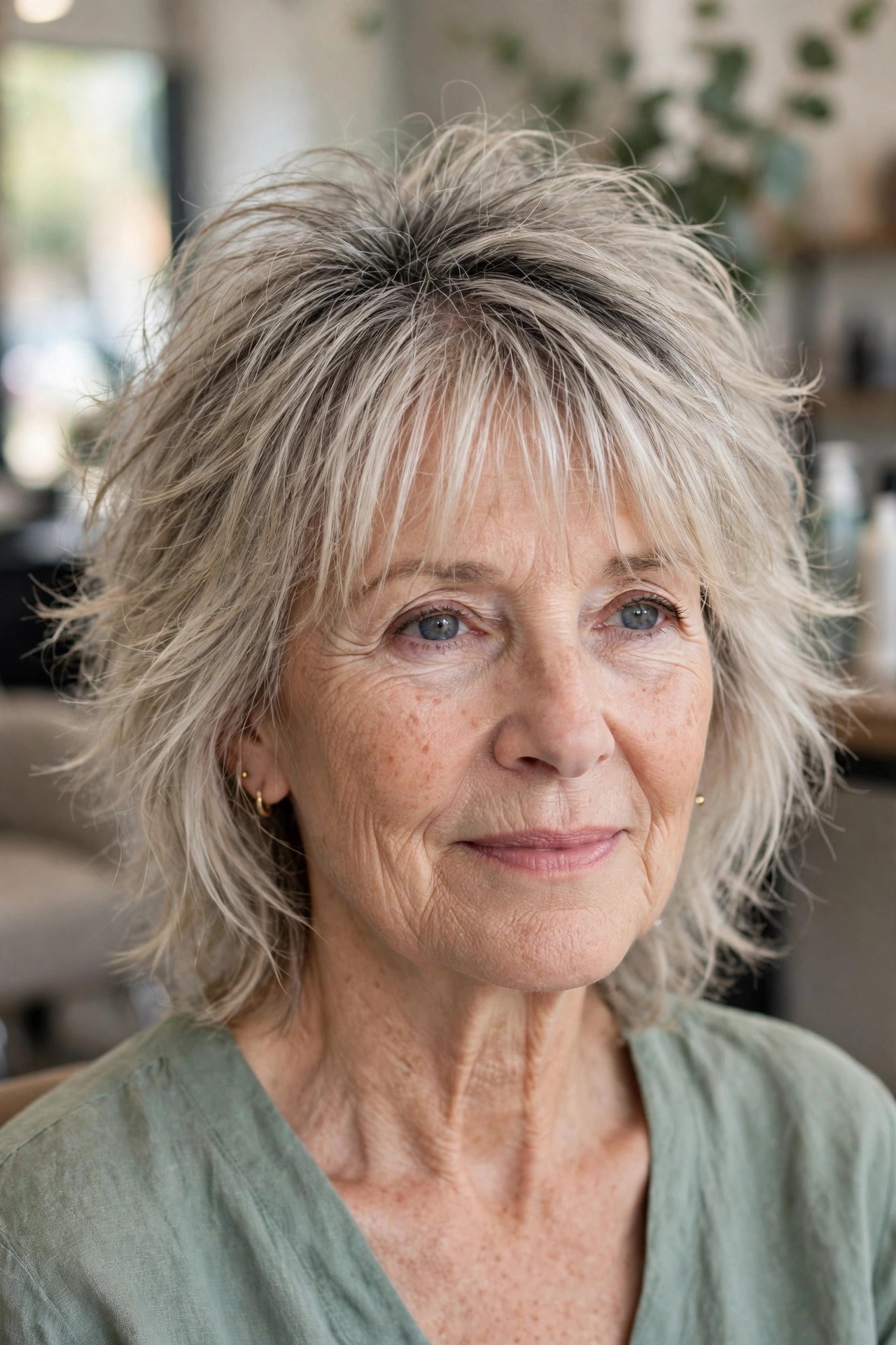 Wispy Shag for Fine Hair on a woman over 50 - shag haircut for women over 50