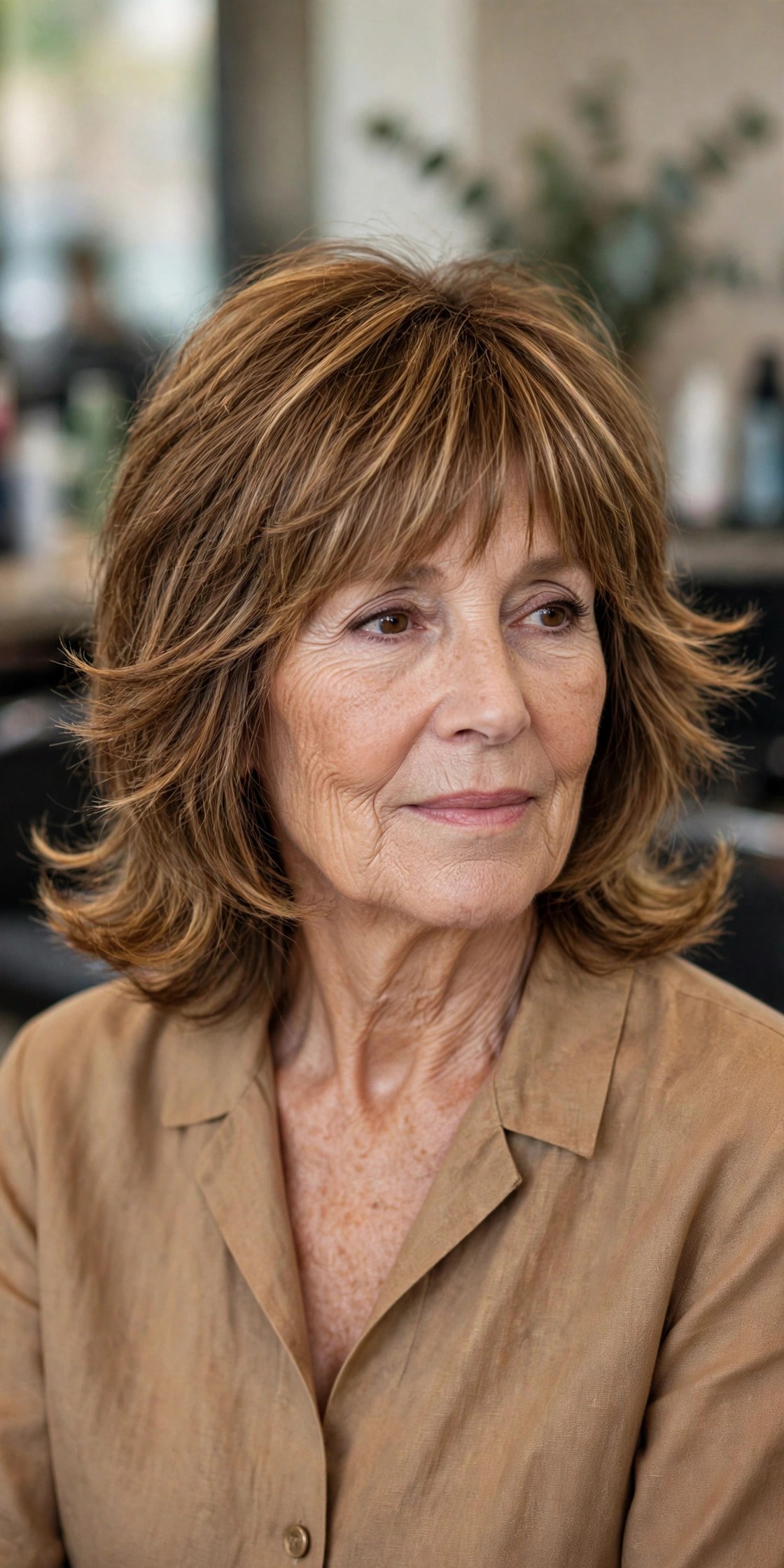 Shag with Flipped Ends on a woman over 50 - shag haircut for women over 50