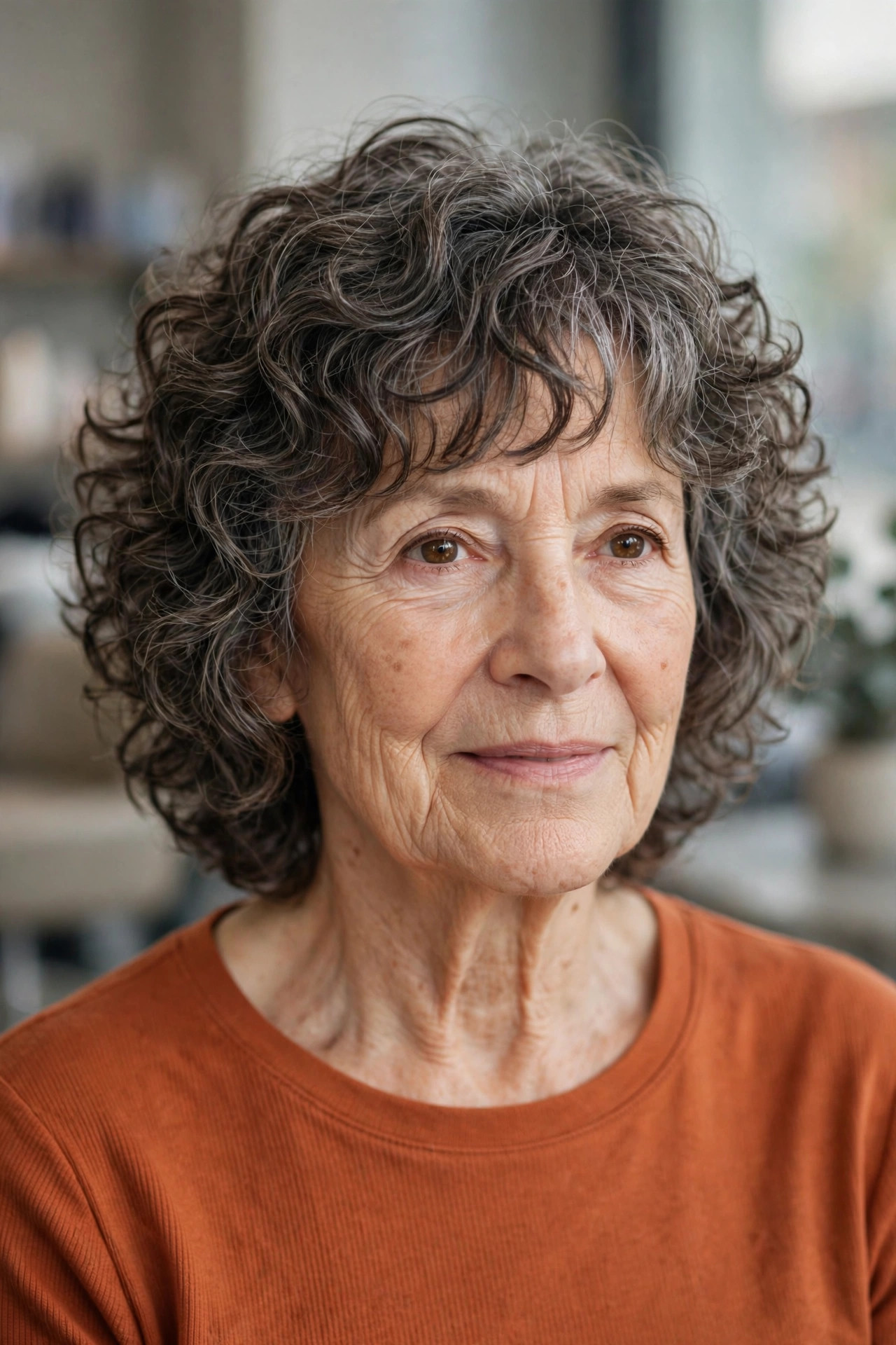 Curly Soft Shag with a Wispy Fringe - shag haircut for a woman over 60 with a soft modern feel