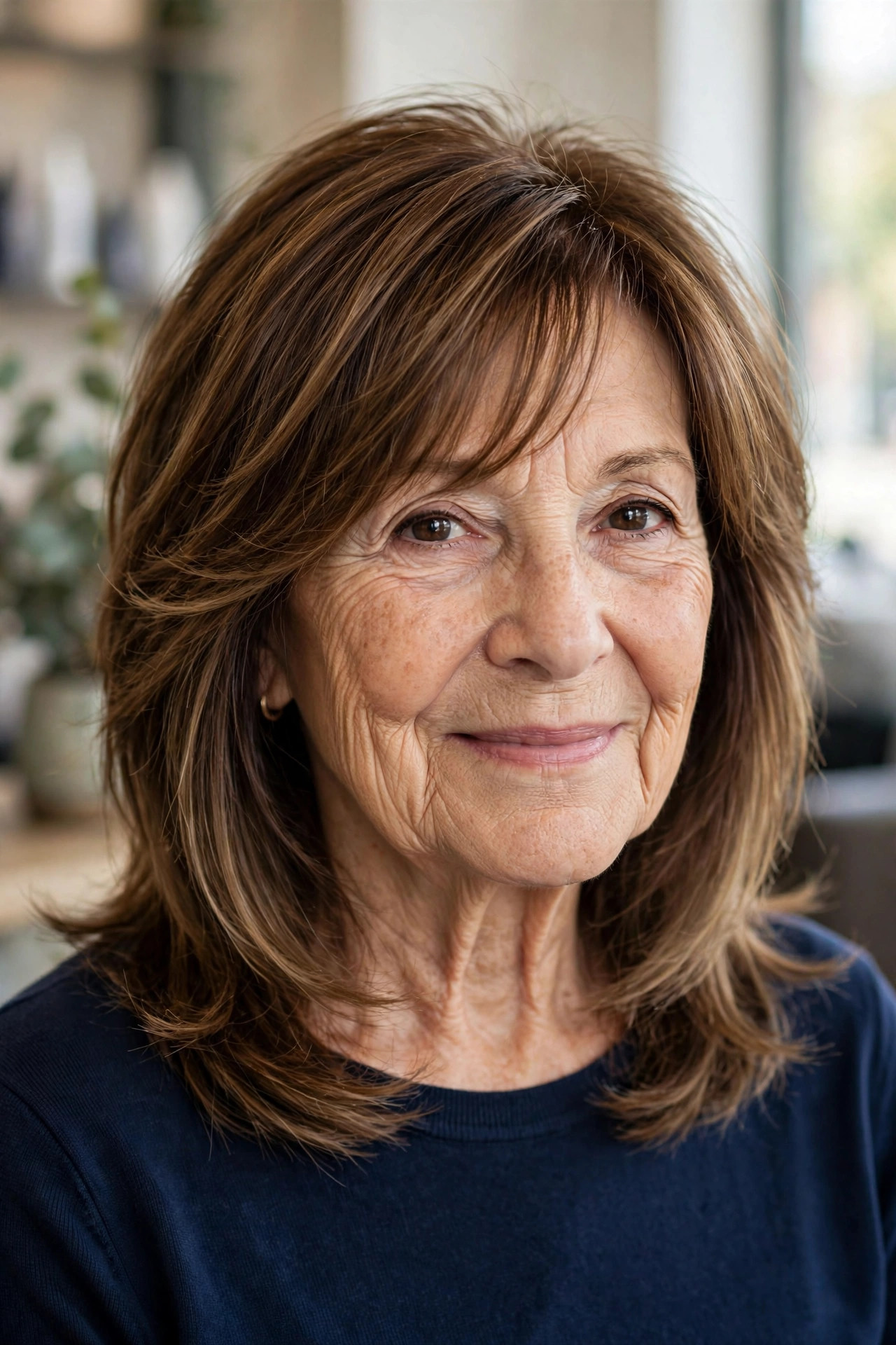 Collarbone Shag with Graduated Layers - shag haircut for a woman over 60 with a soft modern feel