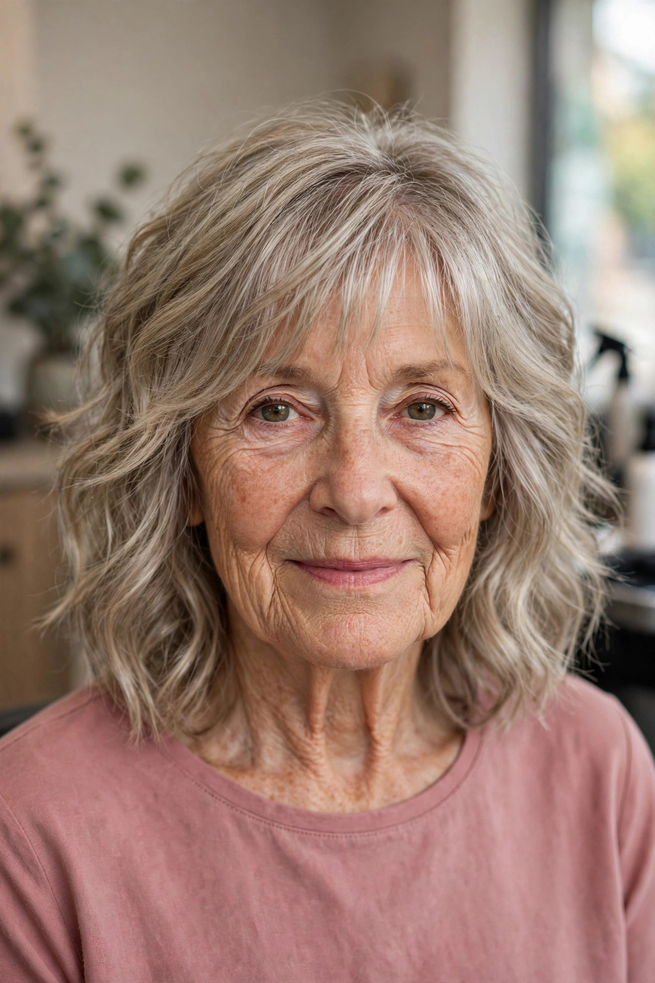 Gentle Wavy Medium Shag - shag haircut for a woman over 60 with a soft modern feel