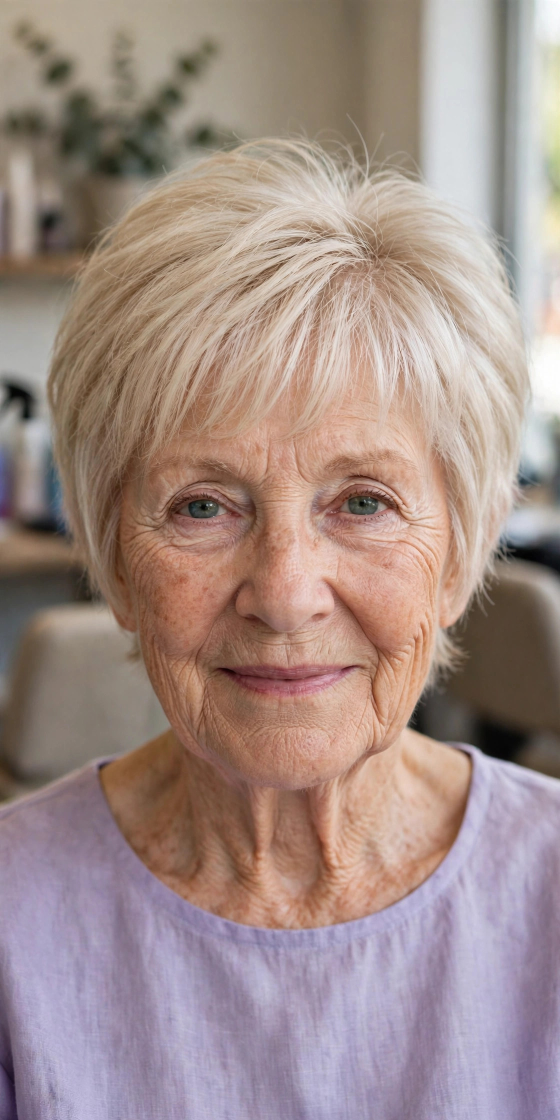 Short Shag for Fine Hair with Crown Lift - shag haircut for a woman over 60 with a soft modern feel