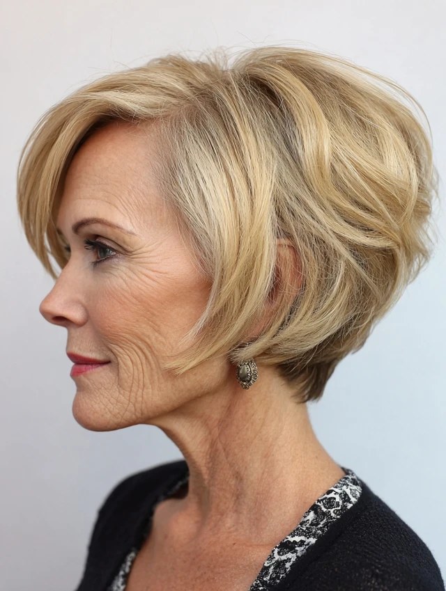 Short Bob with Subtle Undercut at the Nape — short bob haircut for fine hair on a woman over 70