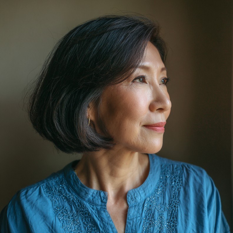 Volumized Blowout Bob for Fine Hair — short bob haircut for fine hair on a woman over 70