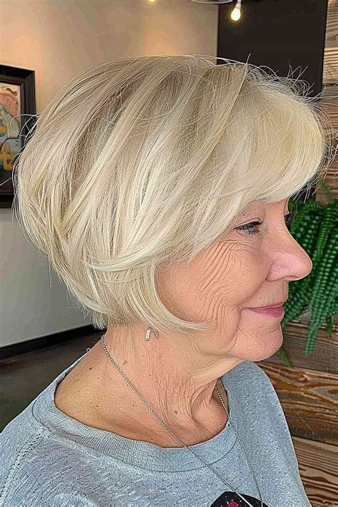 Short Wavy Bob That Fakes Thickness — short bob haircut for fine hair on a woman over 70