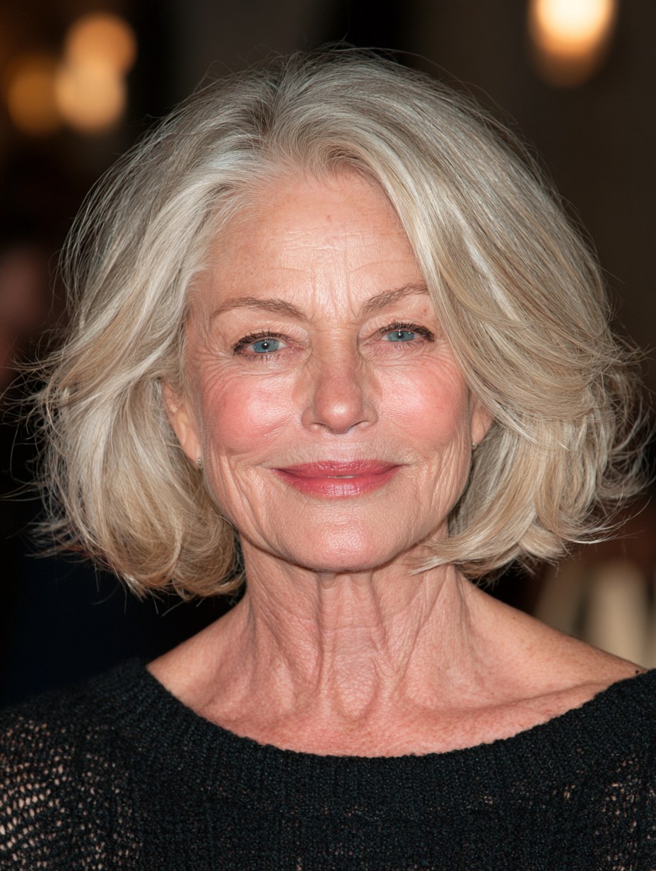 Stacked Short Bob That Lifts the Back — short bob haircut for fine hair on a woman over 70