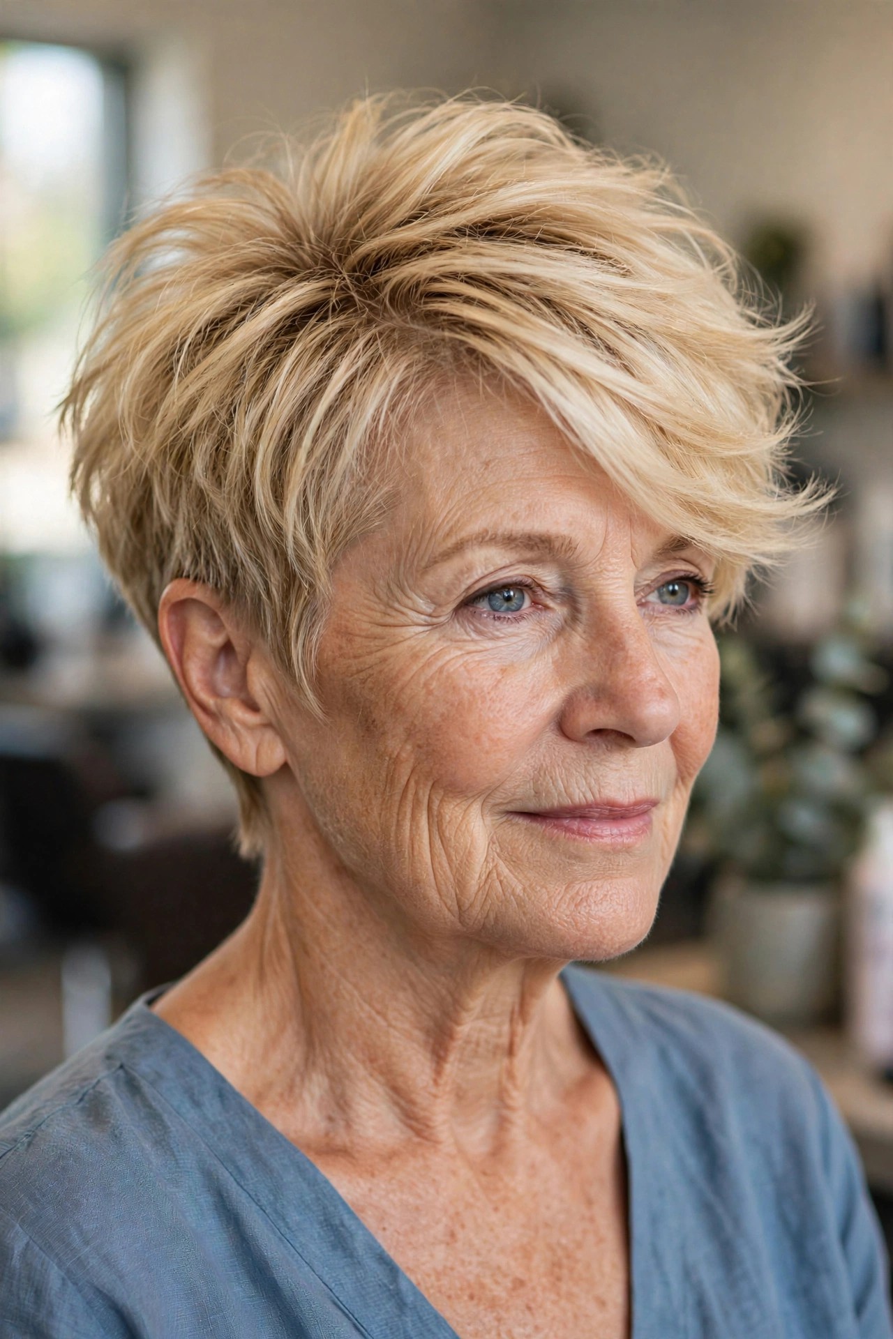 Layered Choppy Pixie with a Long Top on a woman over 50 - short choppy haircut with volume, idea 12