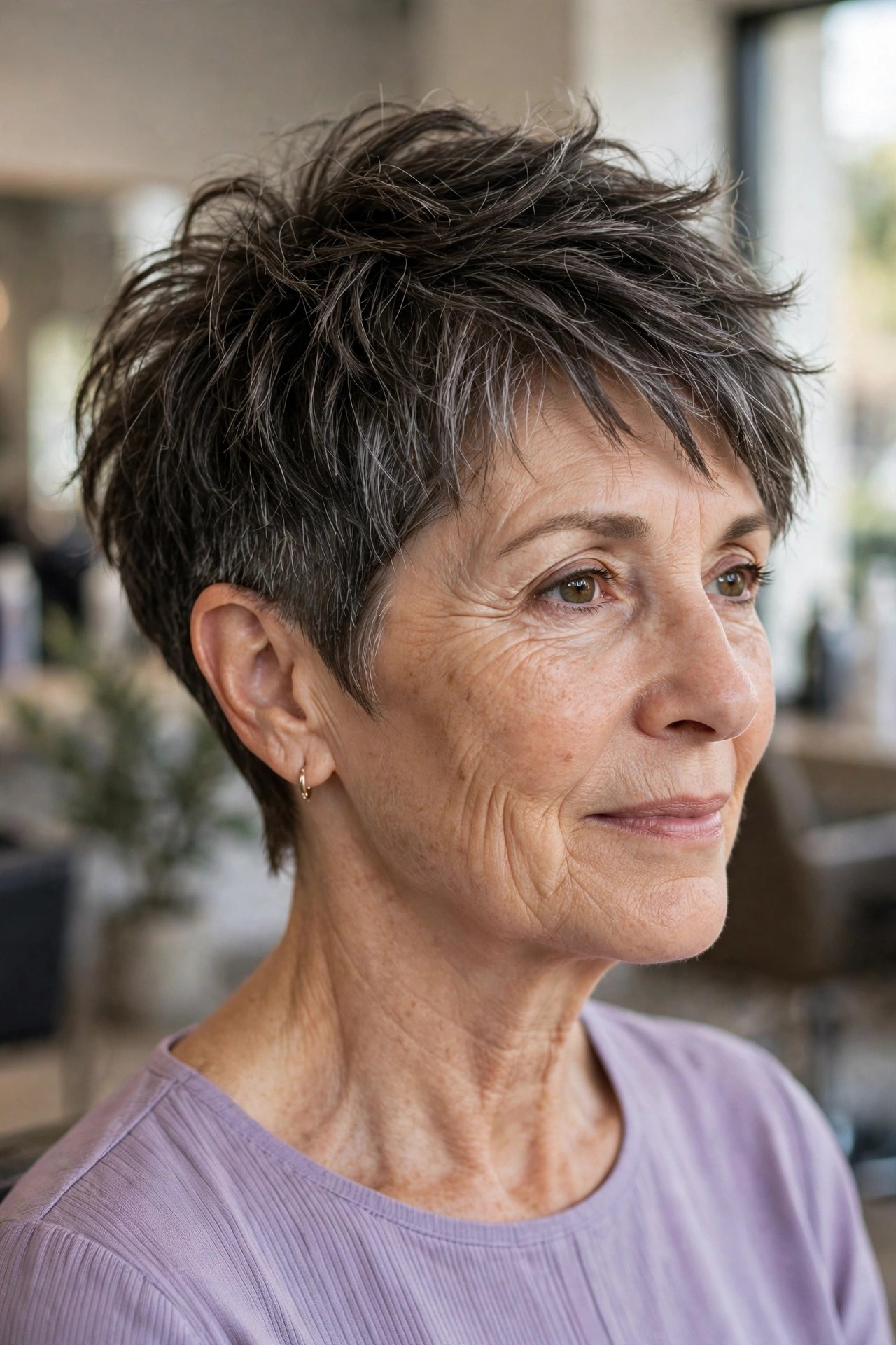 Soft Choppy Pixie with a Tapered Nape on a woman over 50 - short choppy haircut with volume, idea 17