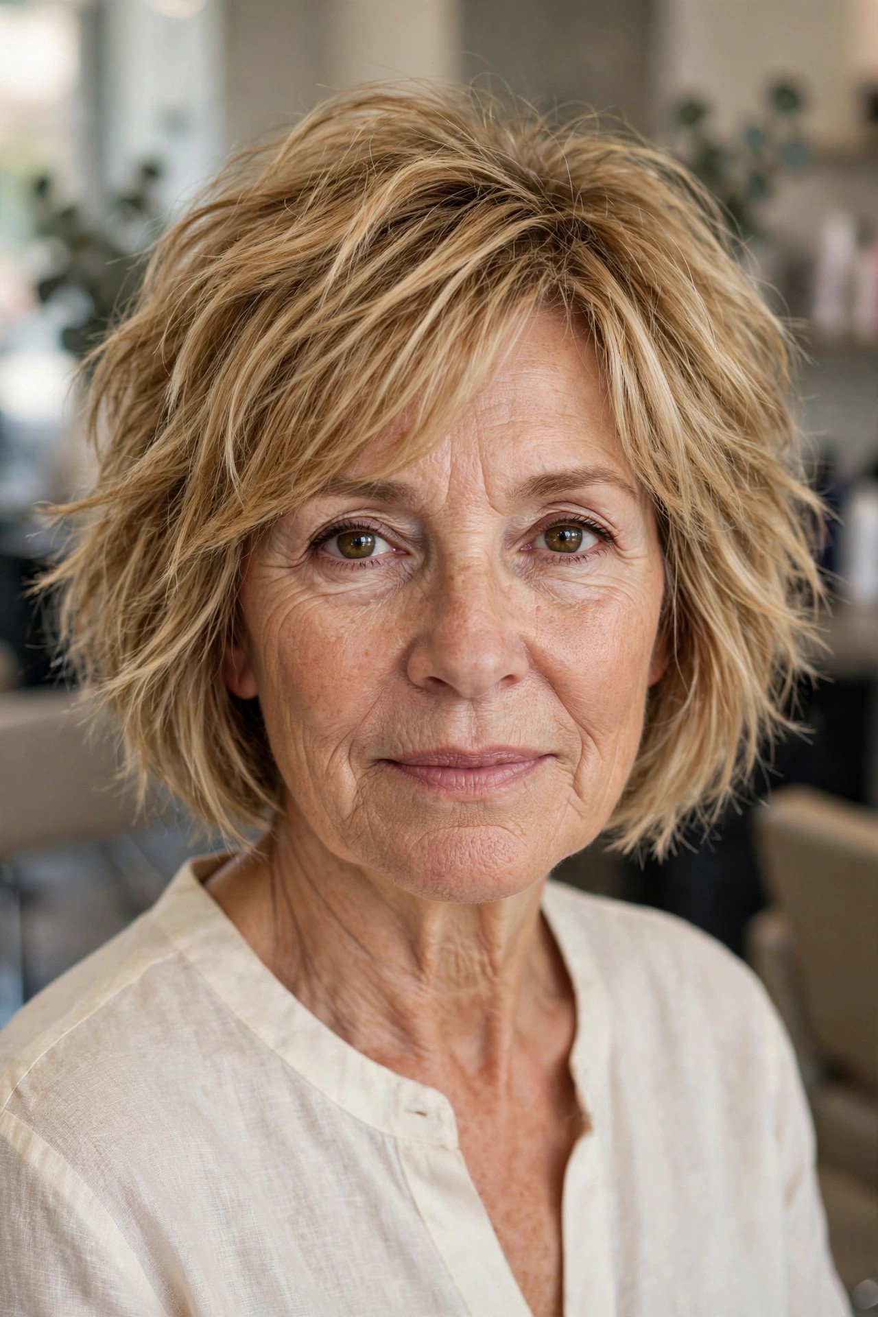 Choppy Bob with Piecey Ends on a woman over 50 - short choppy haircut with volume, idea 2