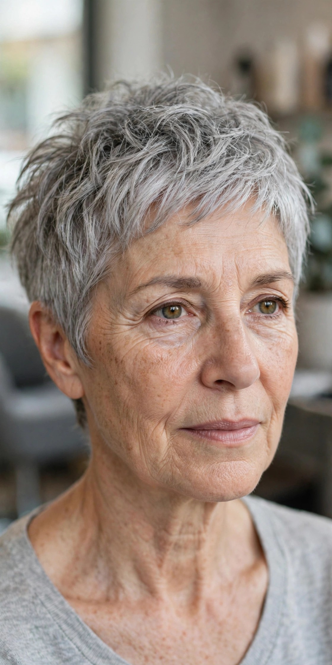 Wash-and-Go Choppy Crop on a woman over 50 - short choppy haircut with volume, idea 20