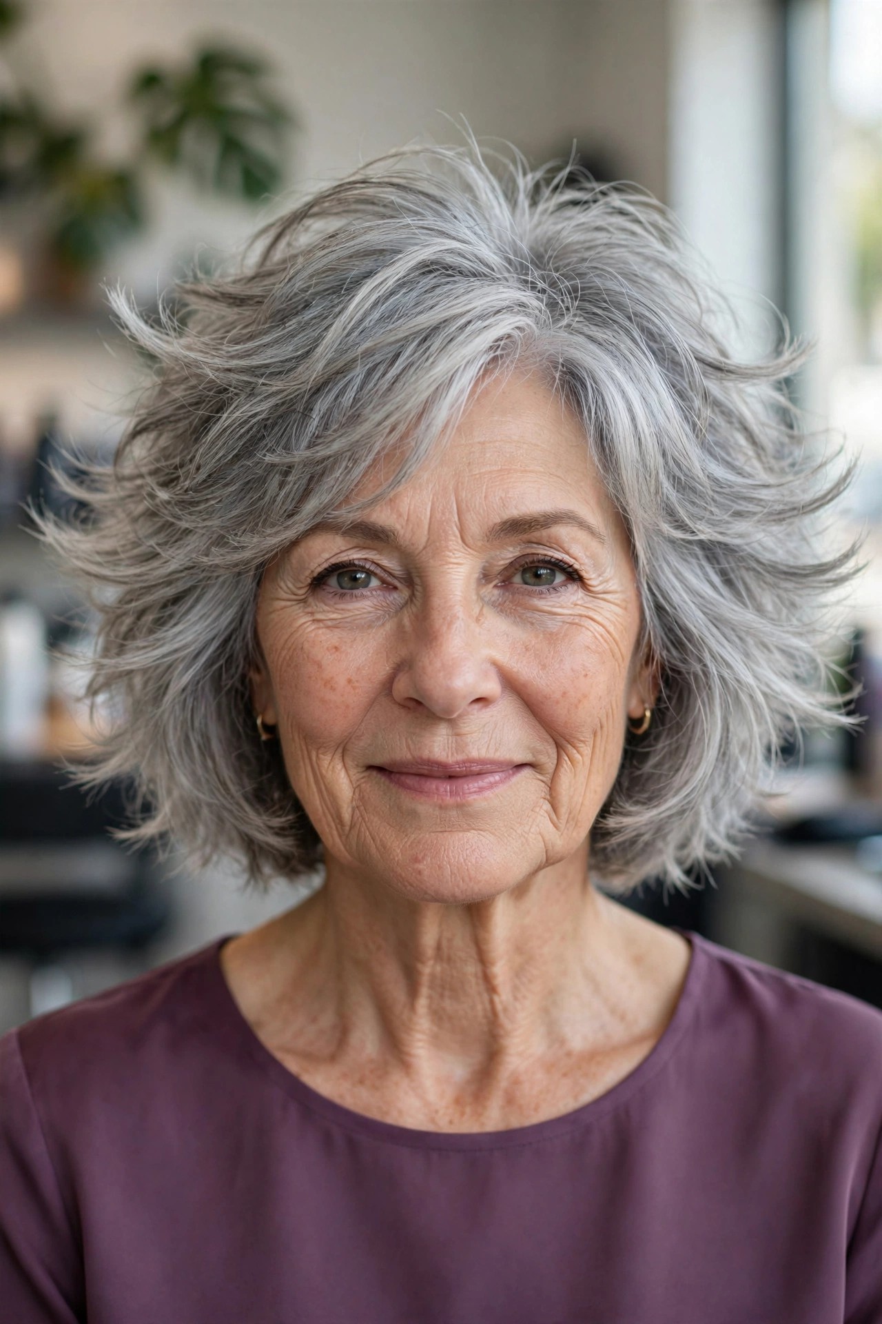 Feathered Choppy Bob with Flicked Ends on a woman over 50 - short choppy haircut with volume, idea 9