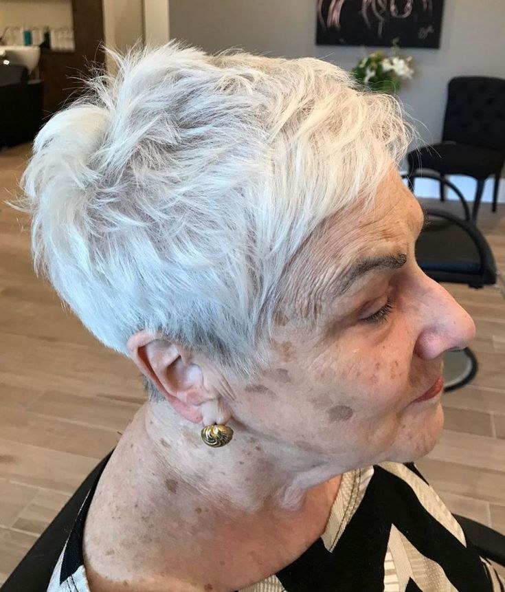 Short and Textured: White Hair, Zero Fuss — short hairstyle for coarse gray hair on a woman over 70