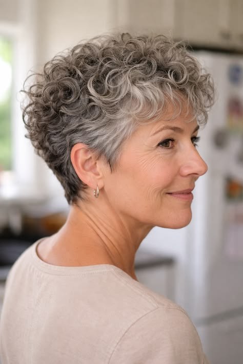 The Kitchen-Tested Short Curly Crop — short curly haircut on a woman over 70, easy to care for